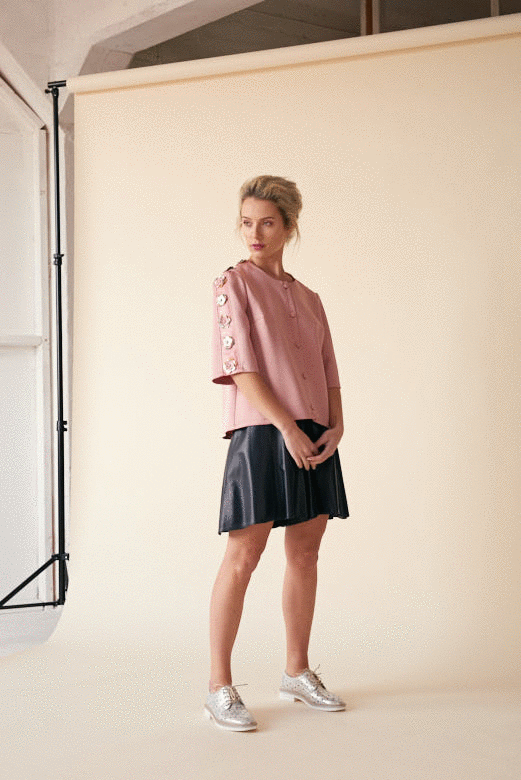 Manley SS17 - Tabby Jacket {pink} Parker Shorts {navy}.gif