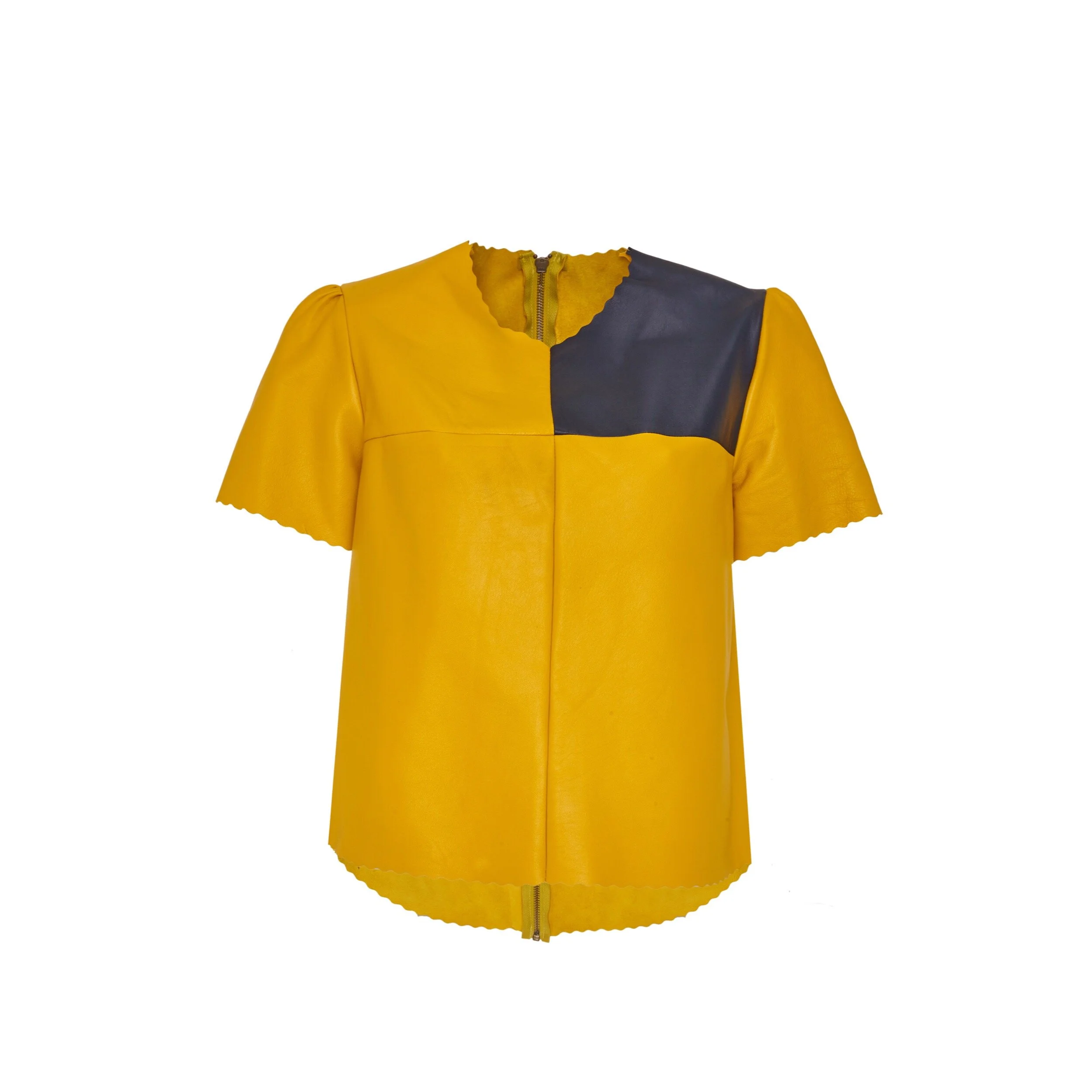 Boxter leather tee - Yellow and white - Size 8