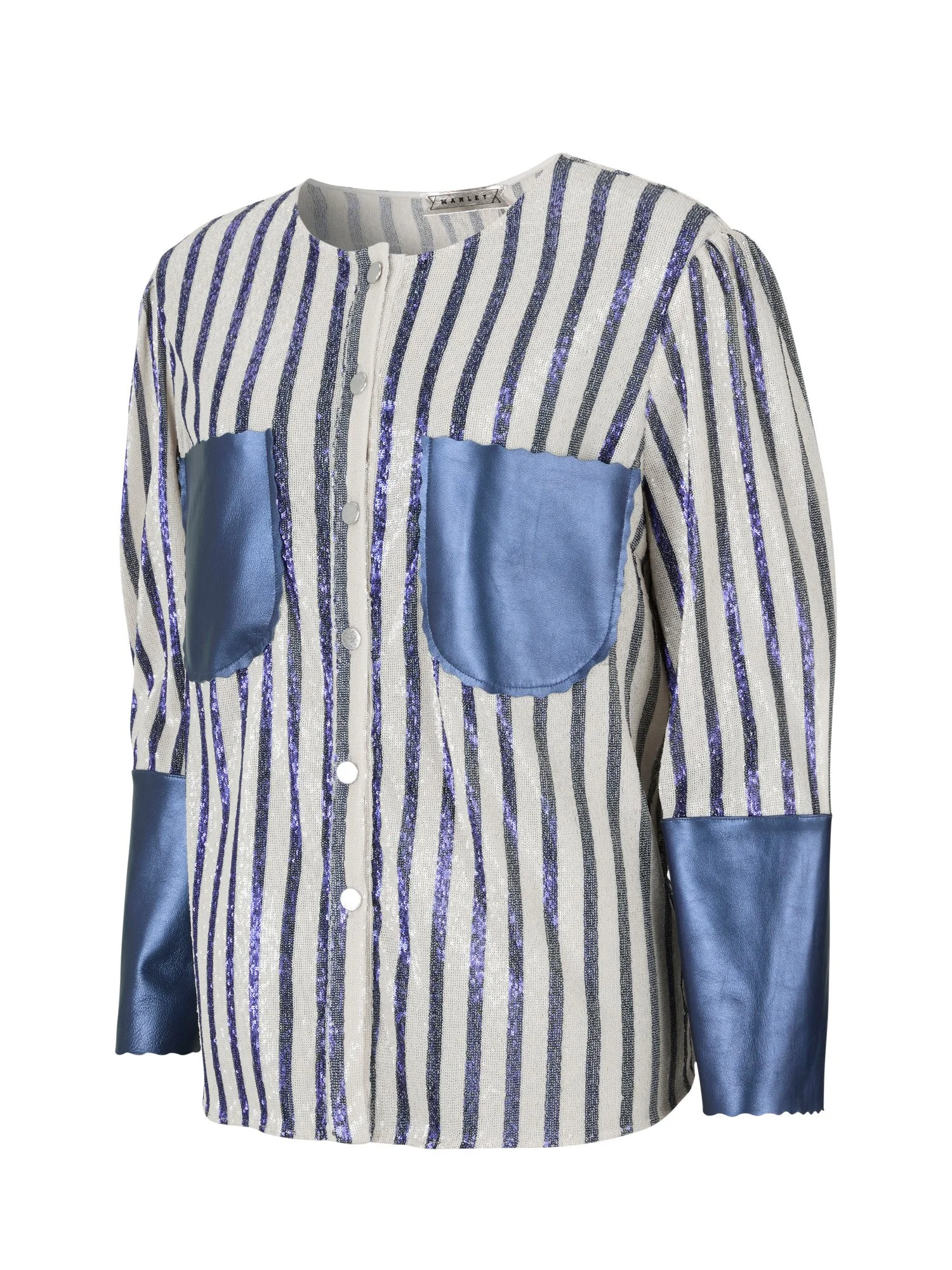 Tabby shirt - Navy and white sequin - side.jpg