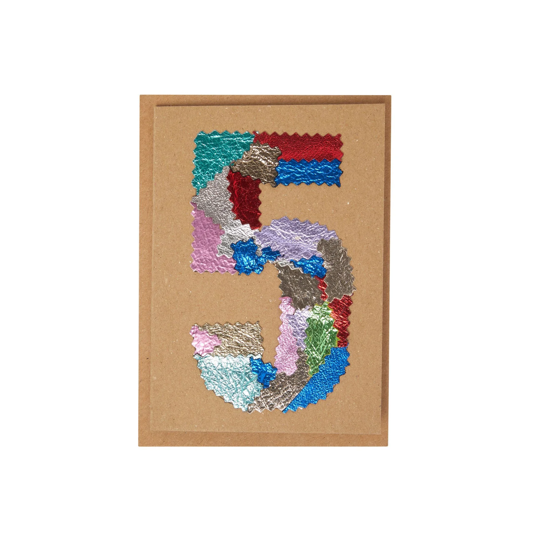 Manley greeting card number 5 made from leather off cut's