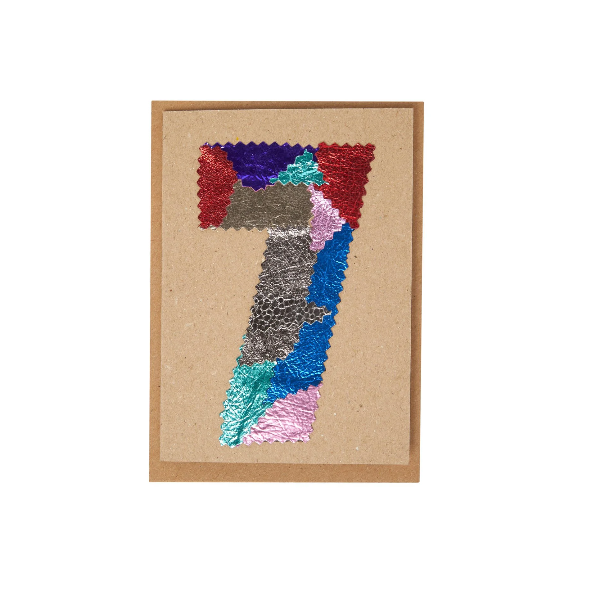 Manley greeting card number 7 made from leather off cut's