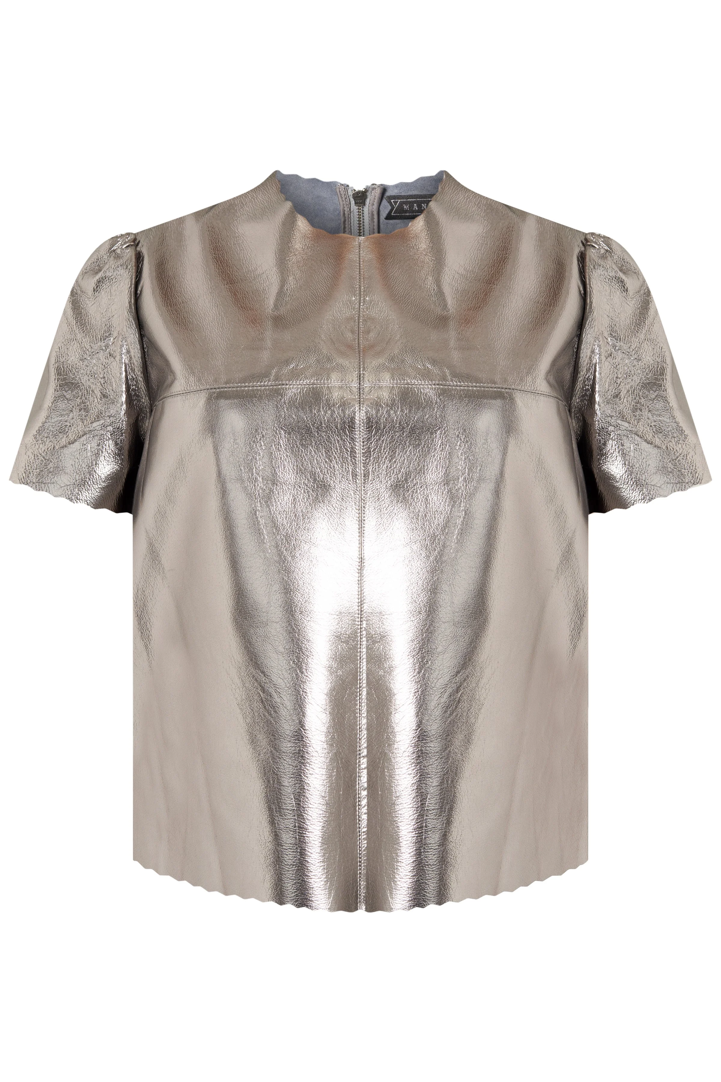 Manley parker metallic leather t-shirt old silver
