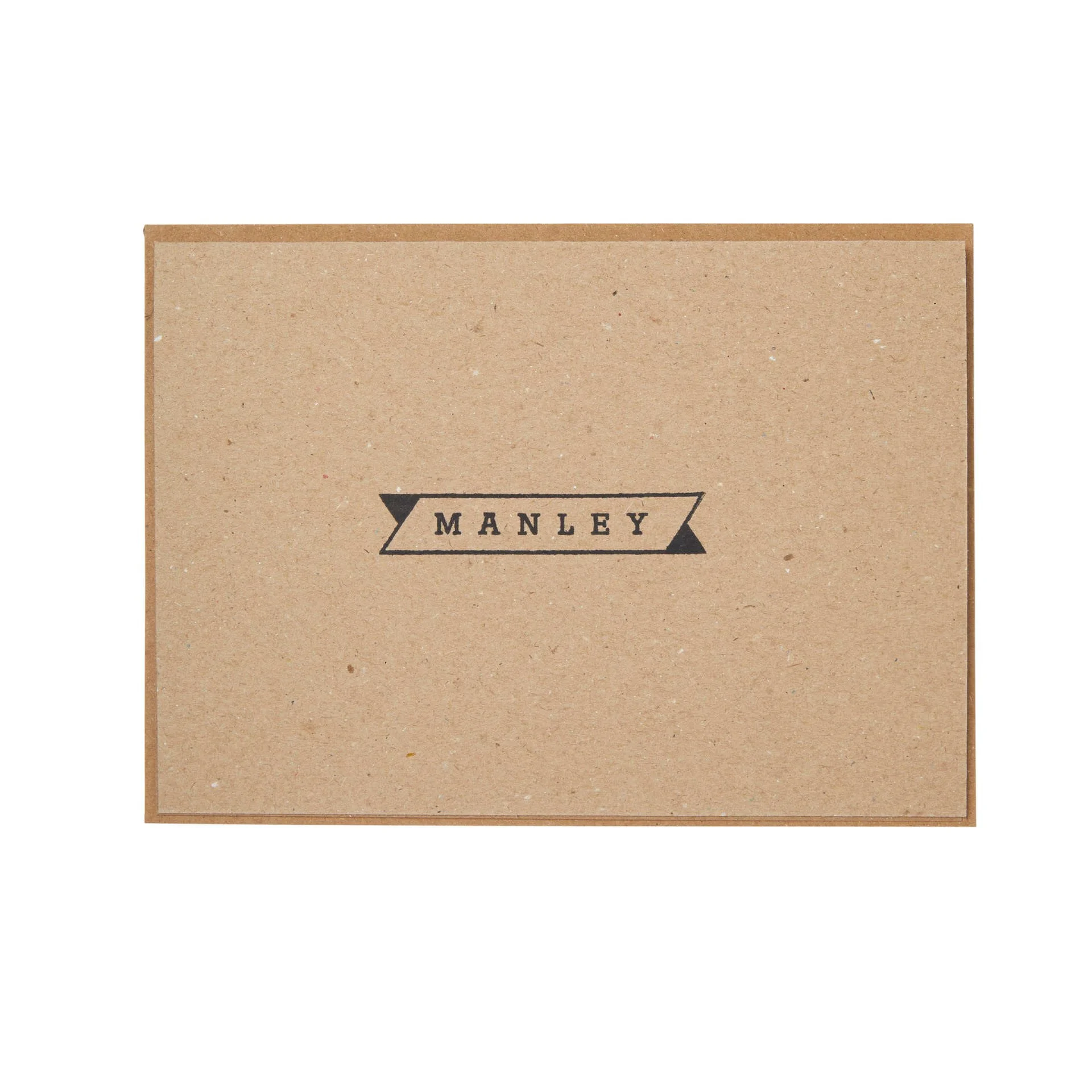 Manley greeting card back view made from leather off cut's