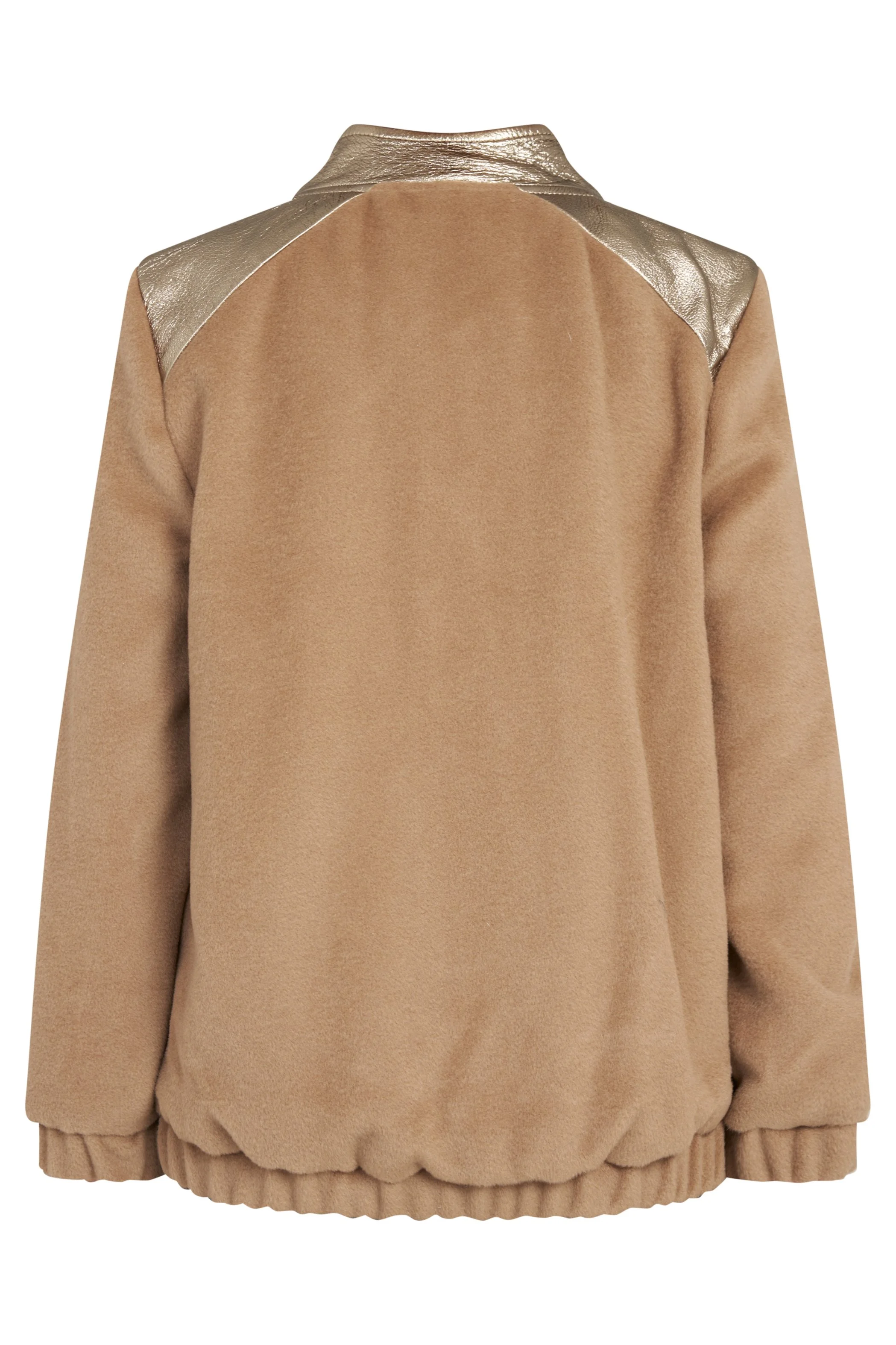 Manley Zoey cashmere wool and leather bomber pewter