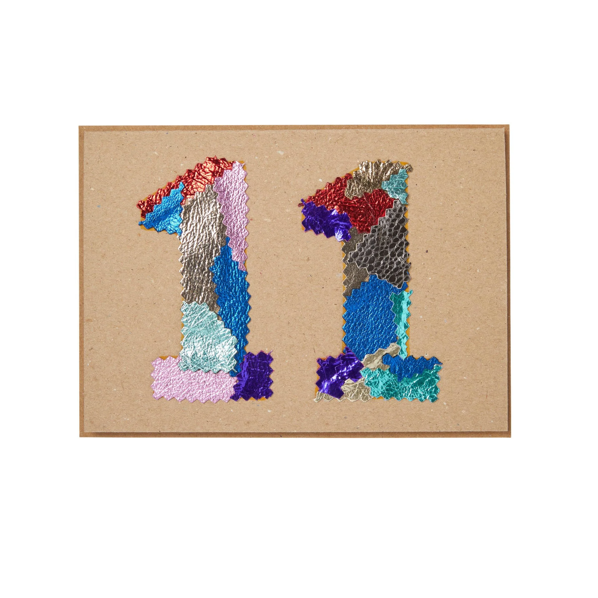 Manley greeting card number 11 made from leather off cut's