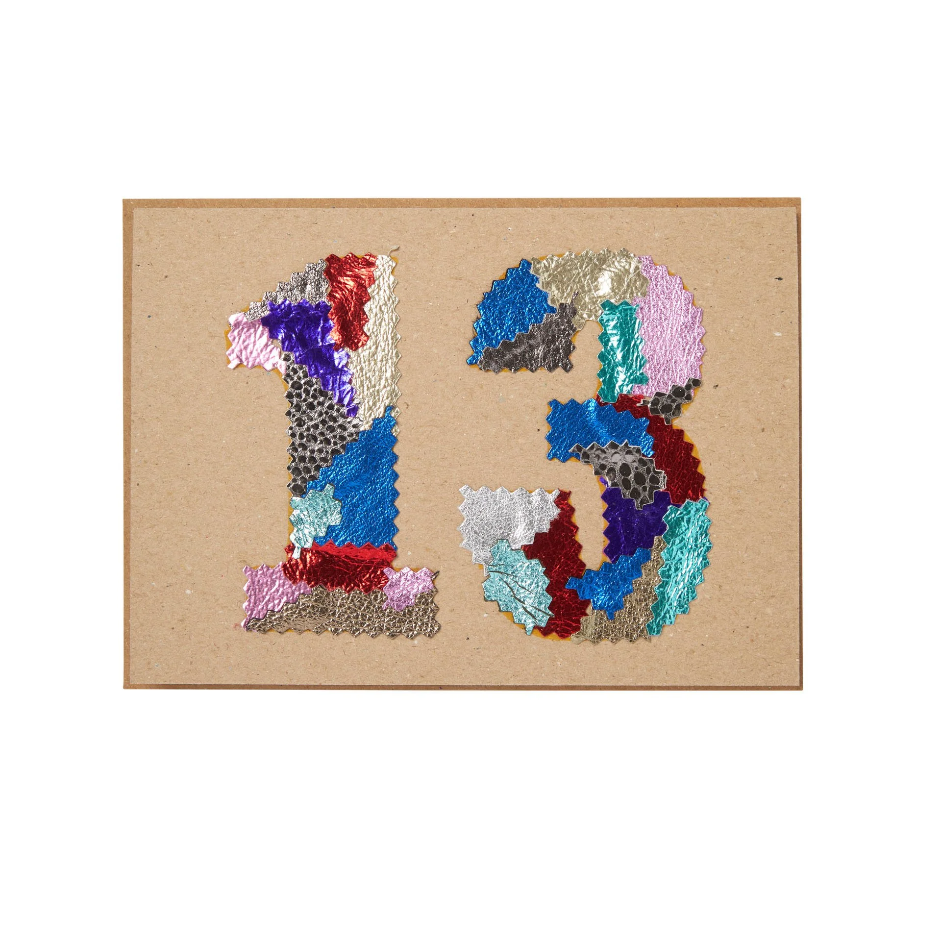 Manley greeting card number 13 made from leather off cut's