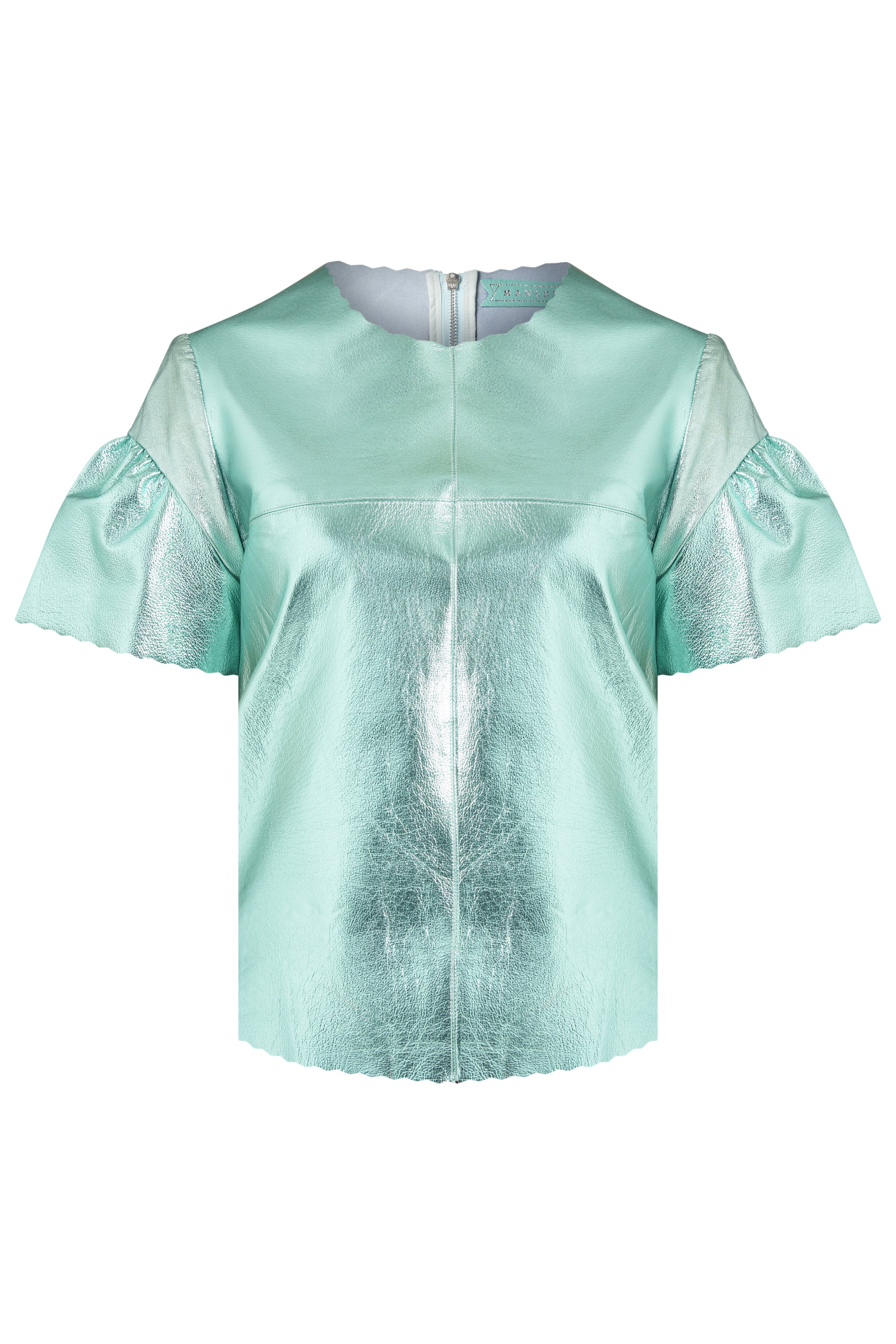Manley Stella metallic leather tee mint