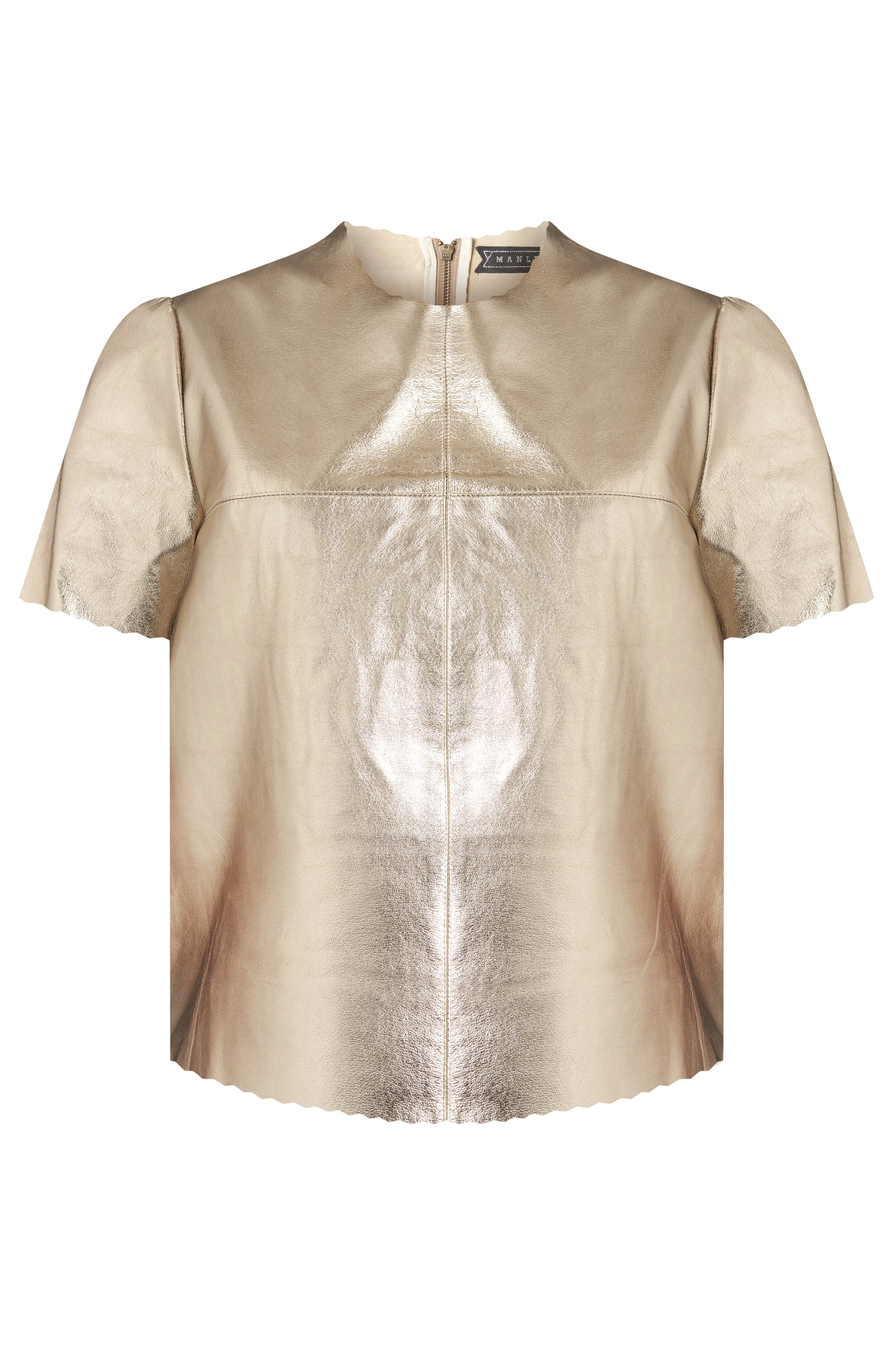 Manley parker metallic leather t-shirt champagne