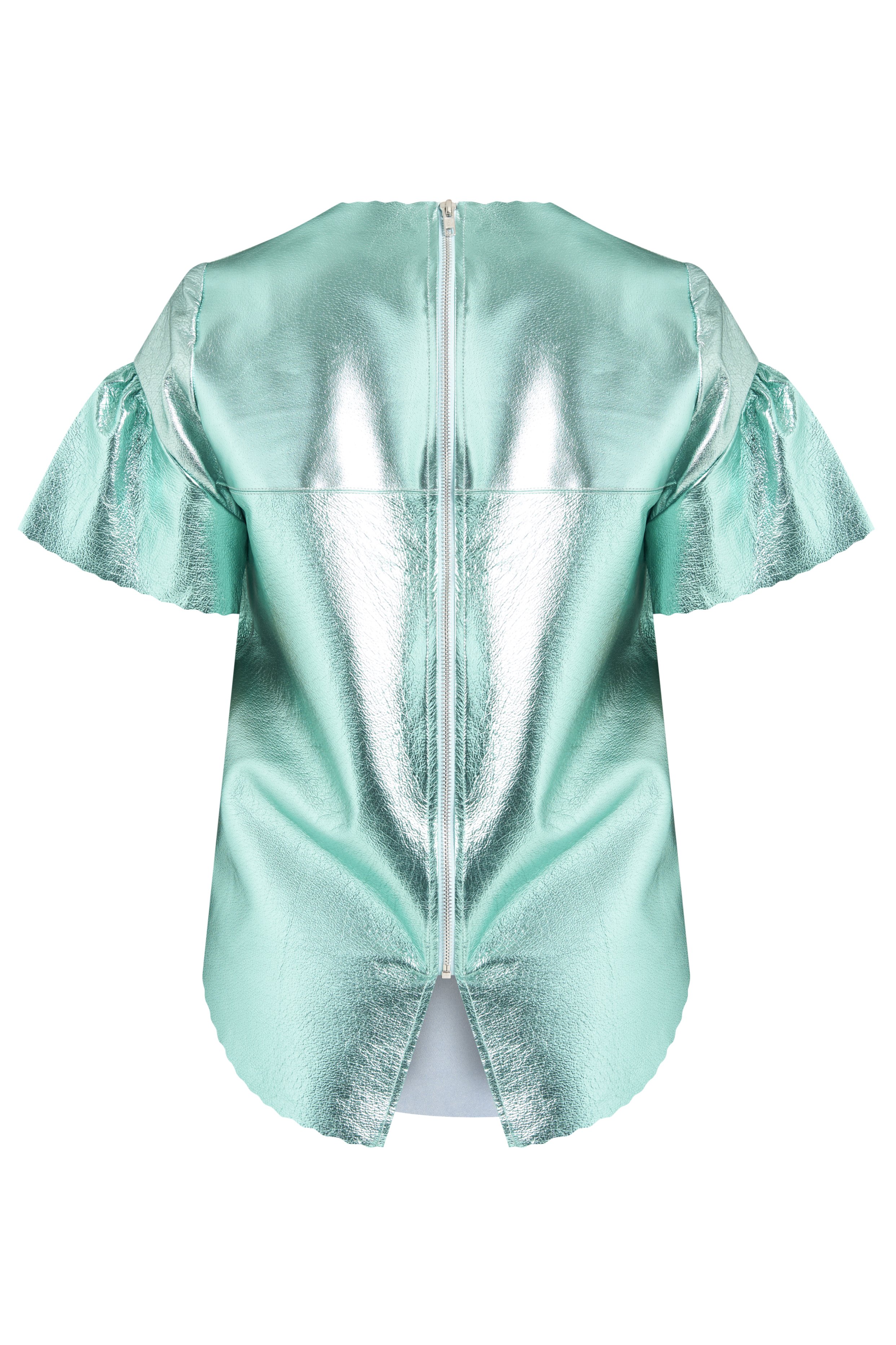 Manley Stella metallic leather tee mint back view