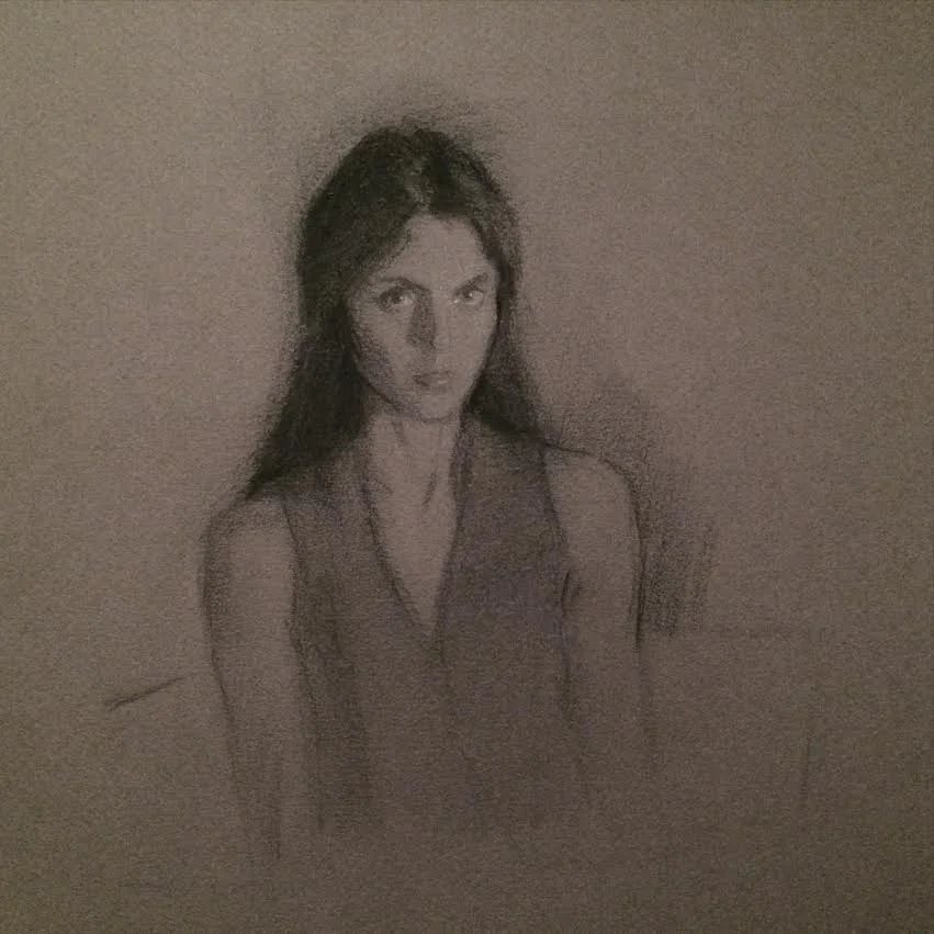 selfie, charcoal on paper, 2014