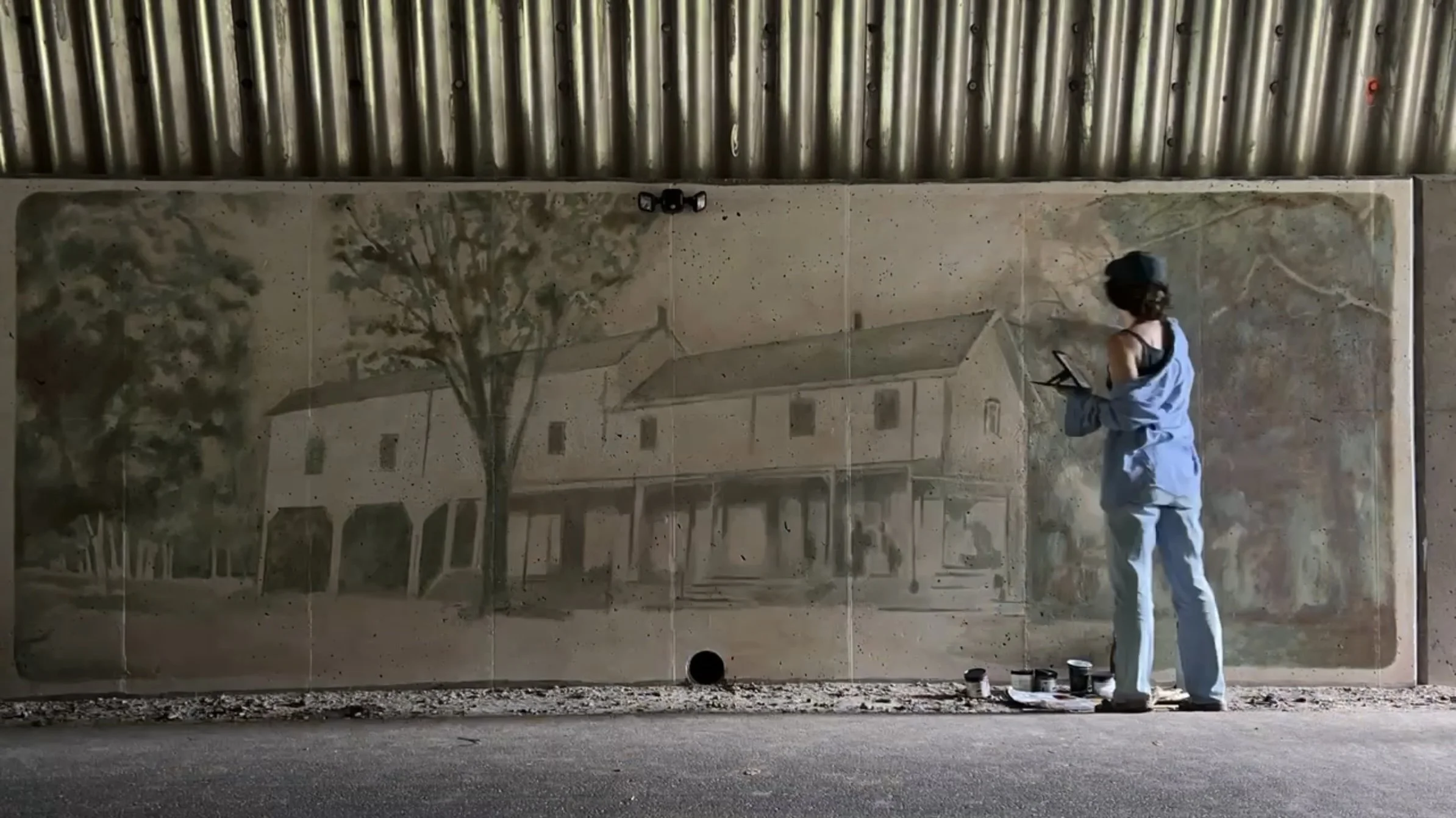 centerville hotel mural | highland, ny | acrylic on concrete | 7.5 x 20 ft | 230 x 610 cm | 2025