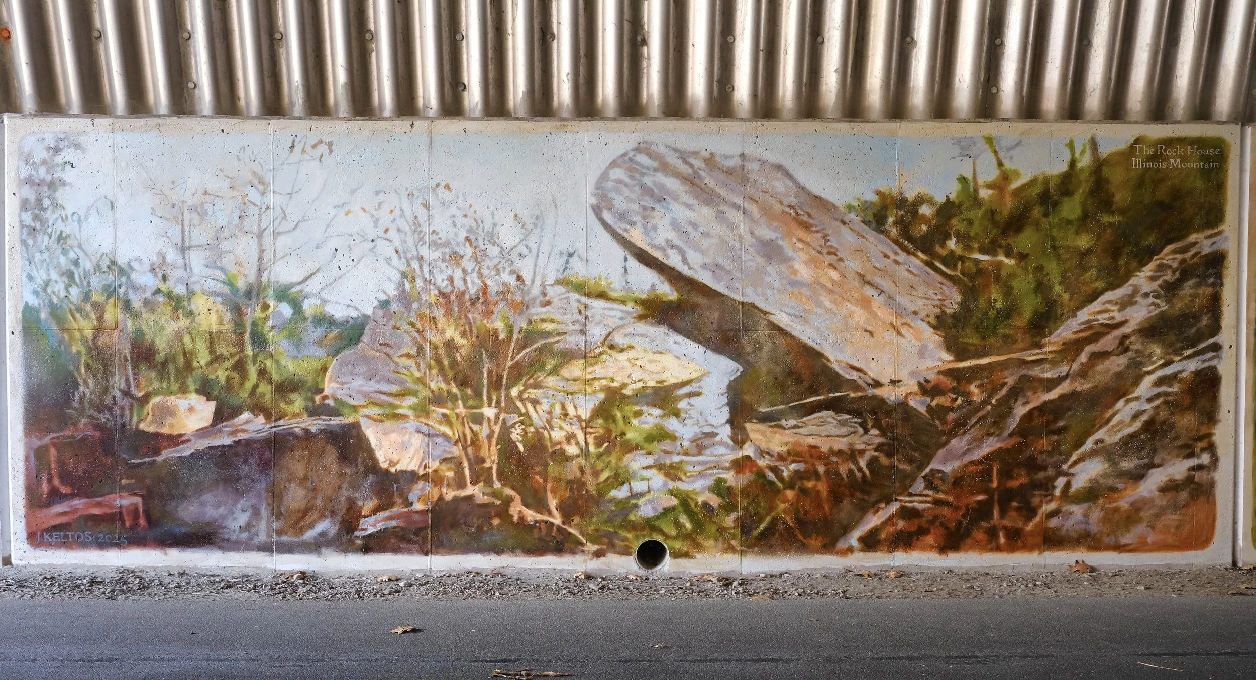 rock house mural | highland, ny | acrylic on concrete | 7.5 x 20 ft | 230 x 610 cm | 2025