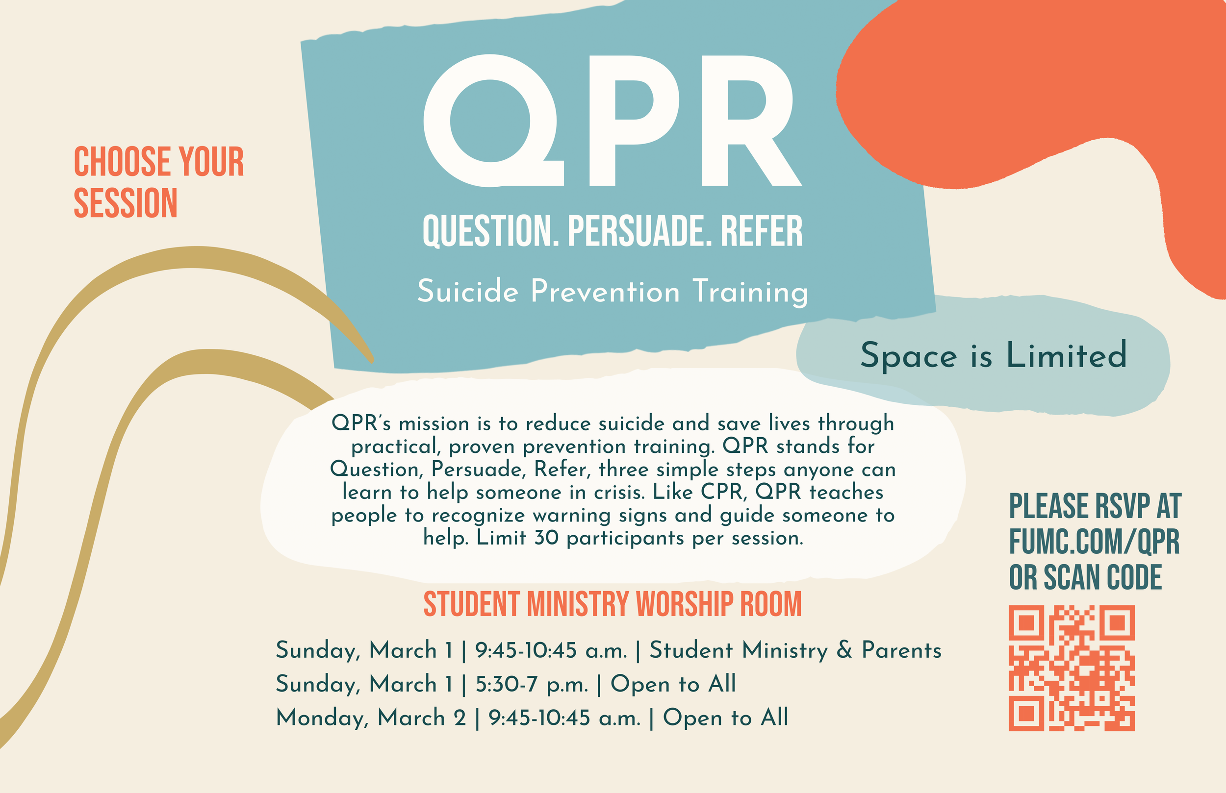 QPR: Suicide Prevention Training - Student Ministry &amp; Parents