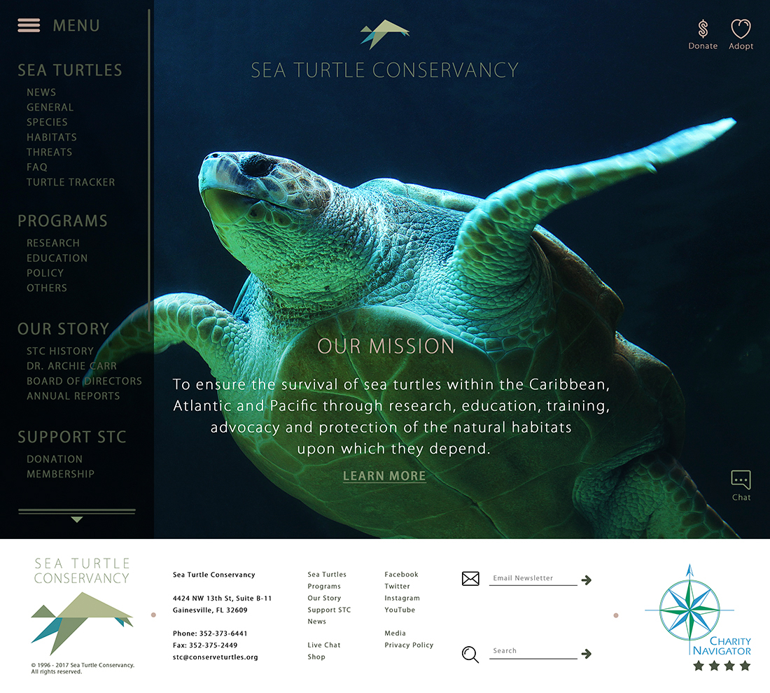Home page with Menu sidebar and footer