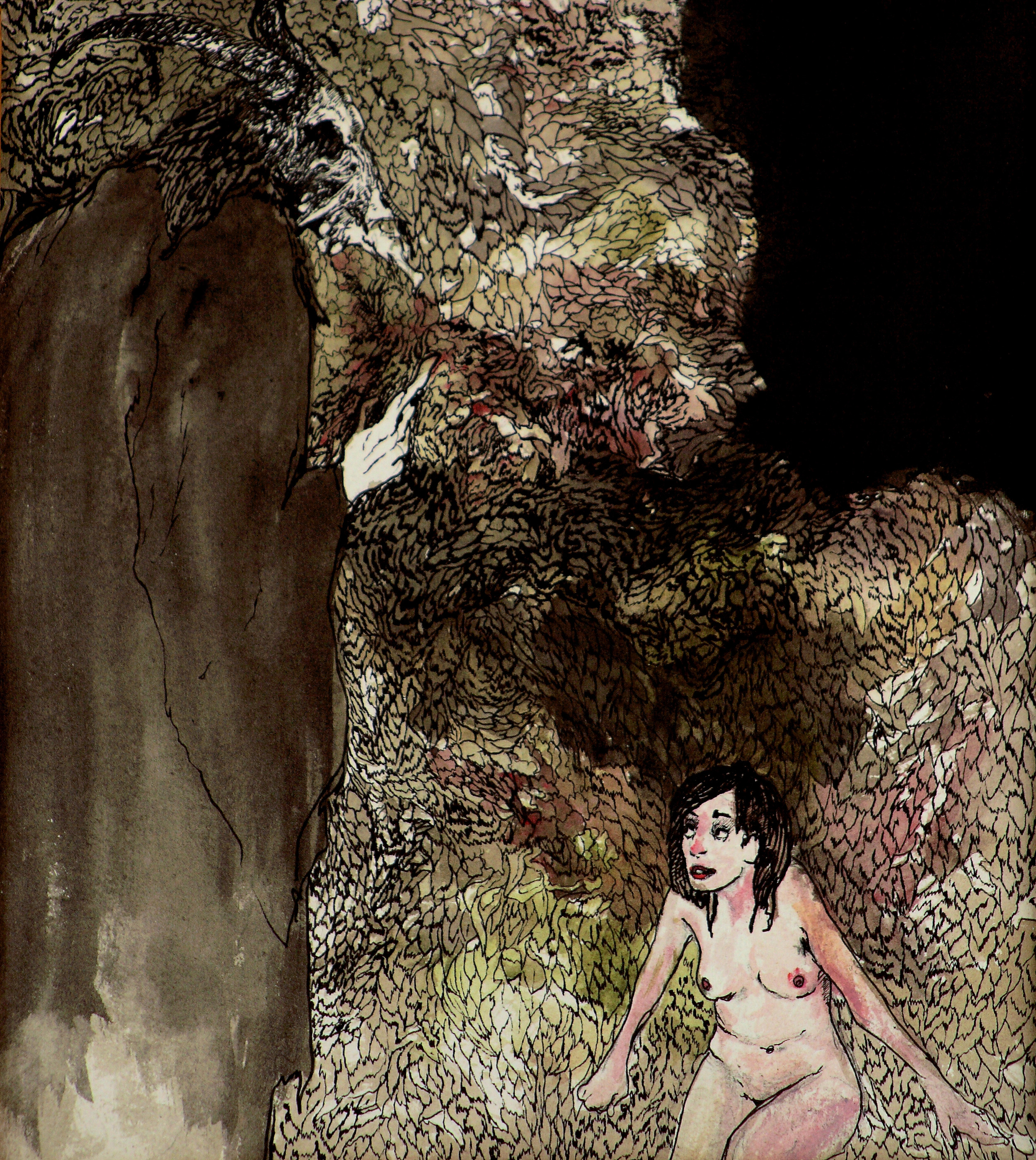    Lilith in the Garden.  &nbsp;2014. 12 x 13 inches. Watercolor on paper. 