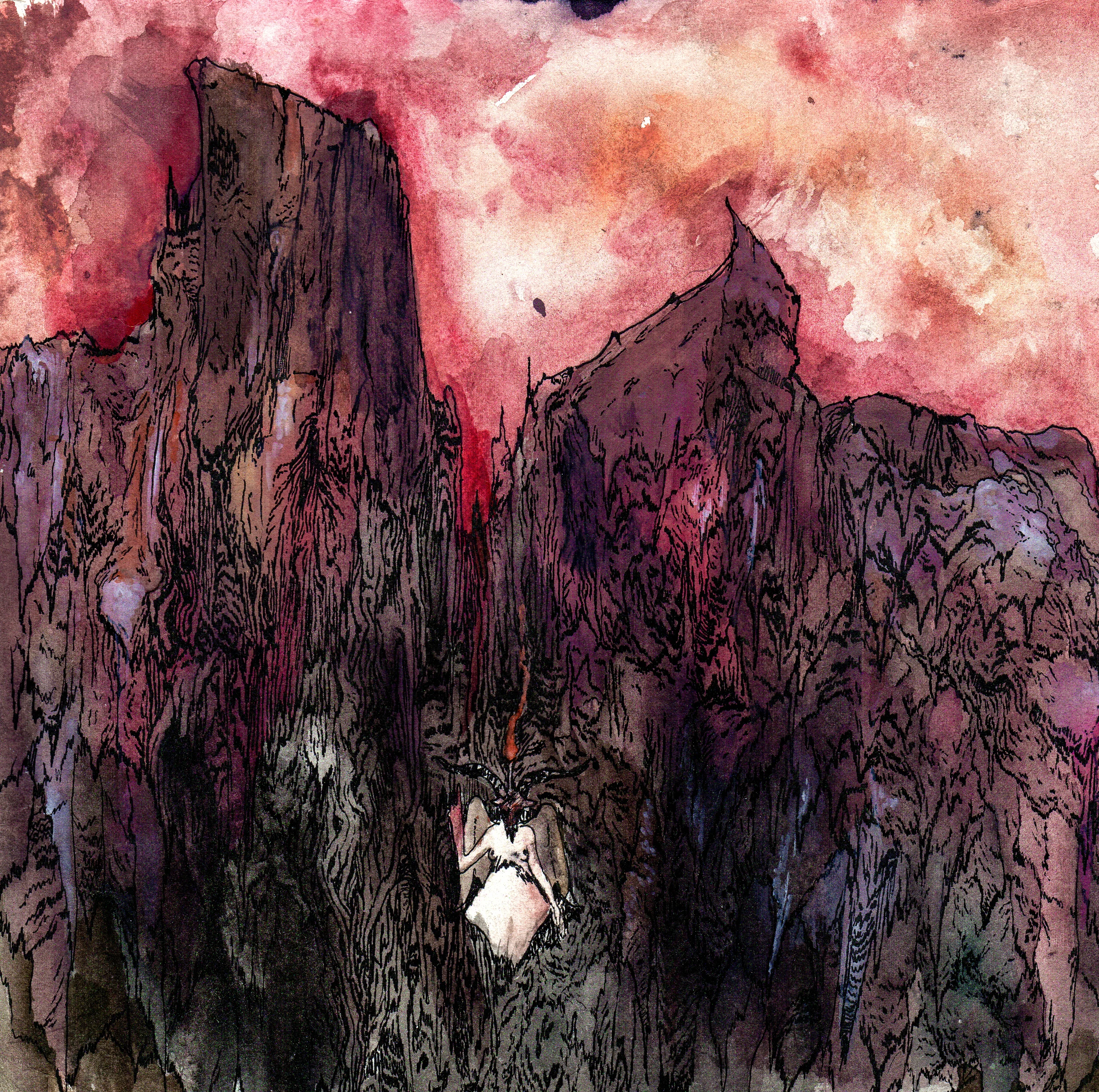 Chasms Black As Ink. 2014. 12 x 12 inches. Watercolor on paper.