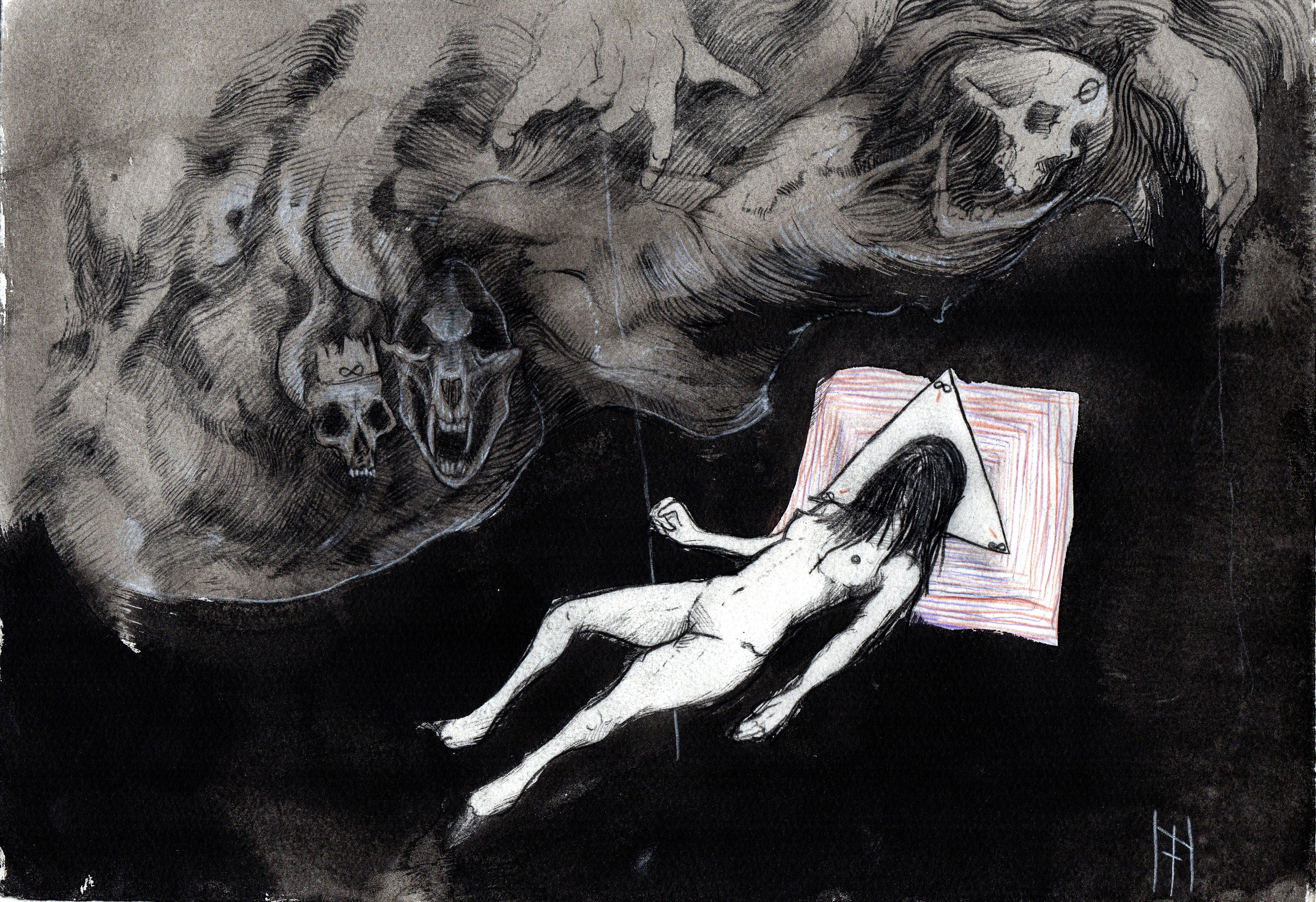    Eternal Returning  . 2013. 15 x 12 inches. Ink wash on paper. 