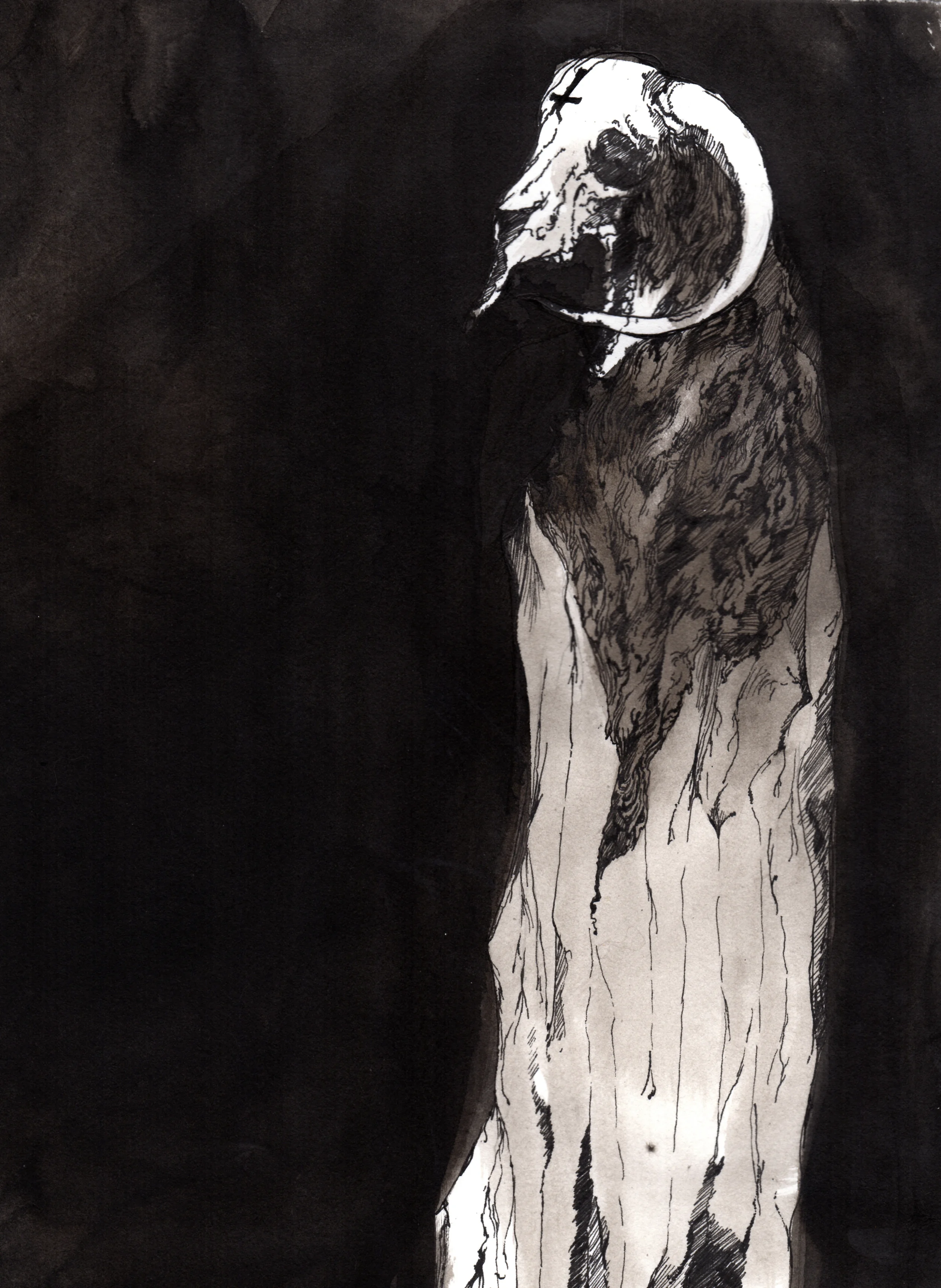Invocation of the Black One . 2013. 12 x 15 inches. Ink wash on paper.
