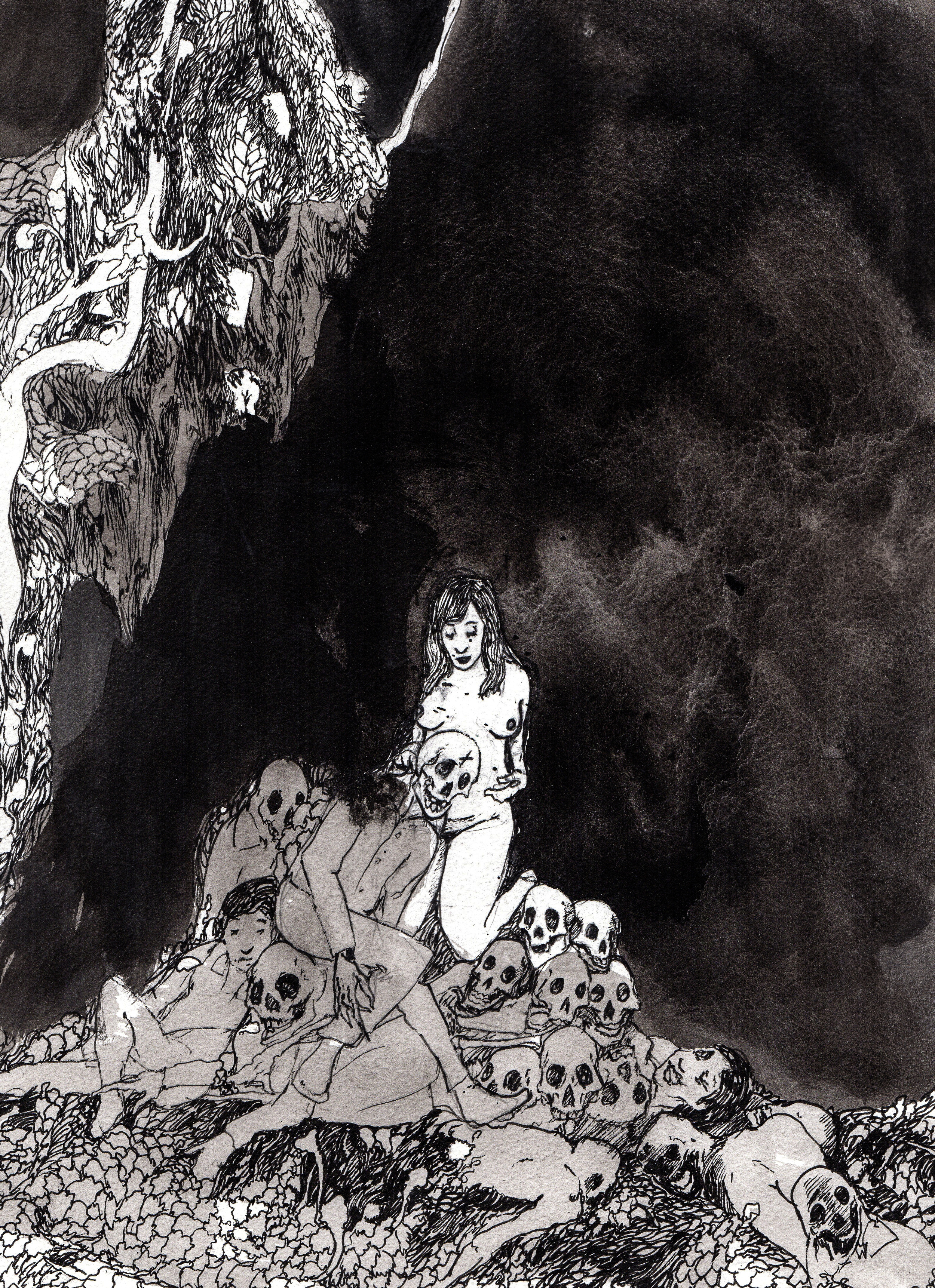    Silence of the Earth.  &nbsp;2013. 12 x 14 inches. Ink wash on paper. 