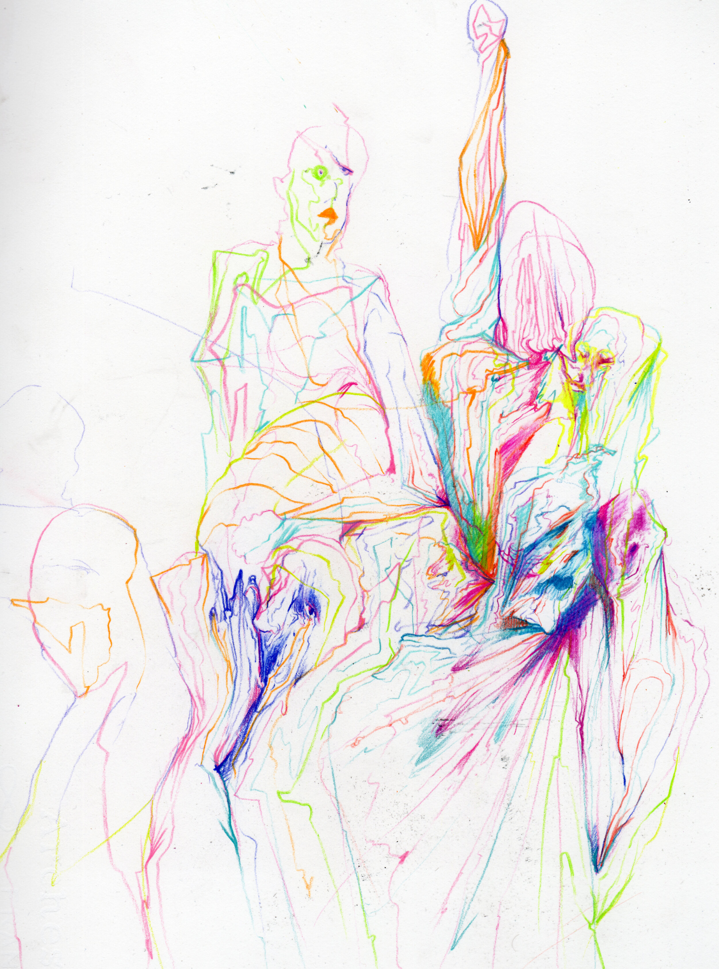    Mosh Pit I (They’re In The Cluster)  . 2020. Colored pencil on paper. 