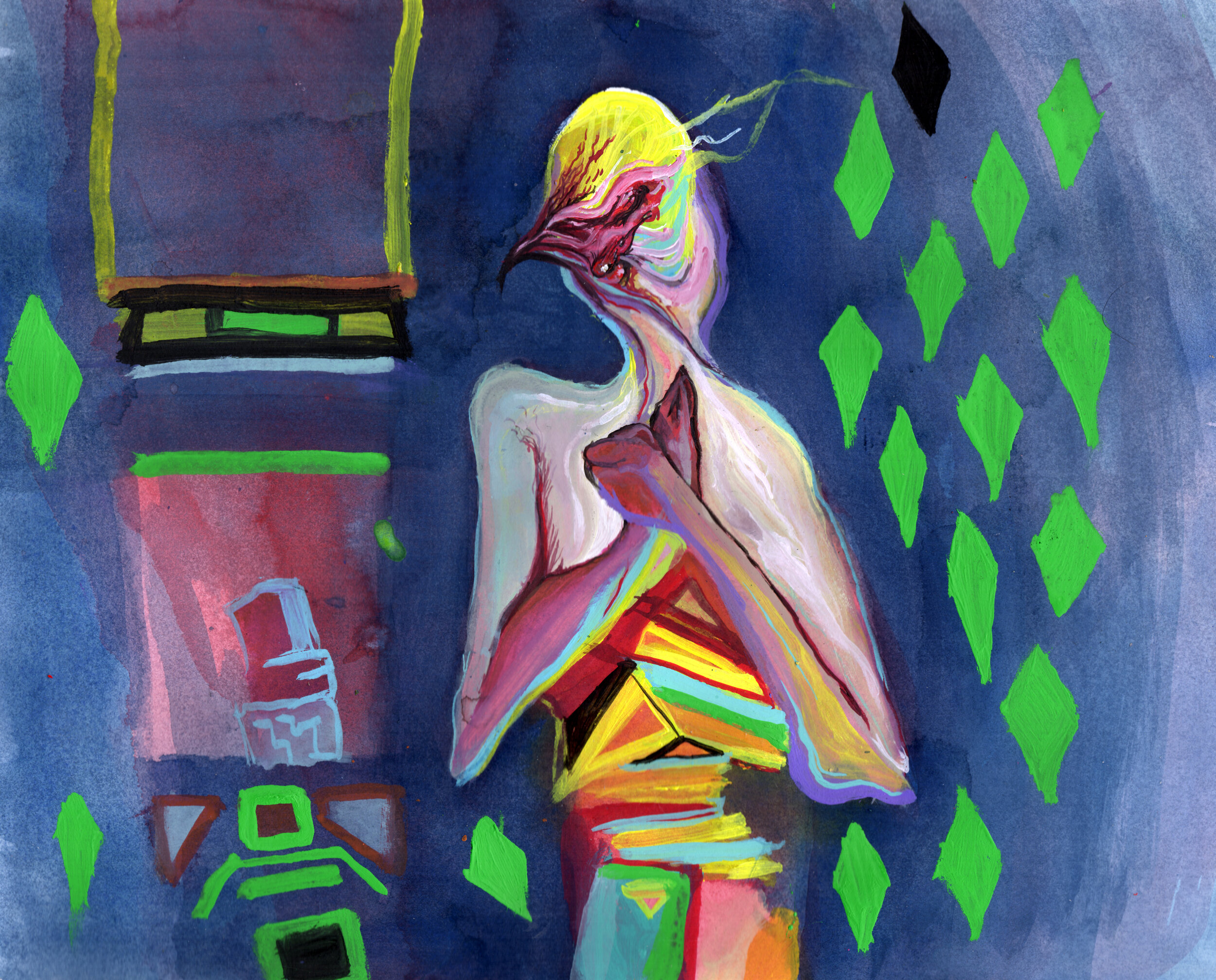   Pygmalion Interface . 2021. Watercolor and gouache on paper. 
