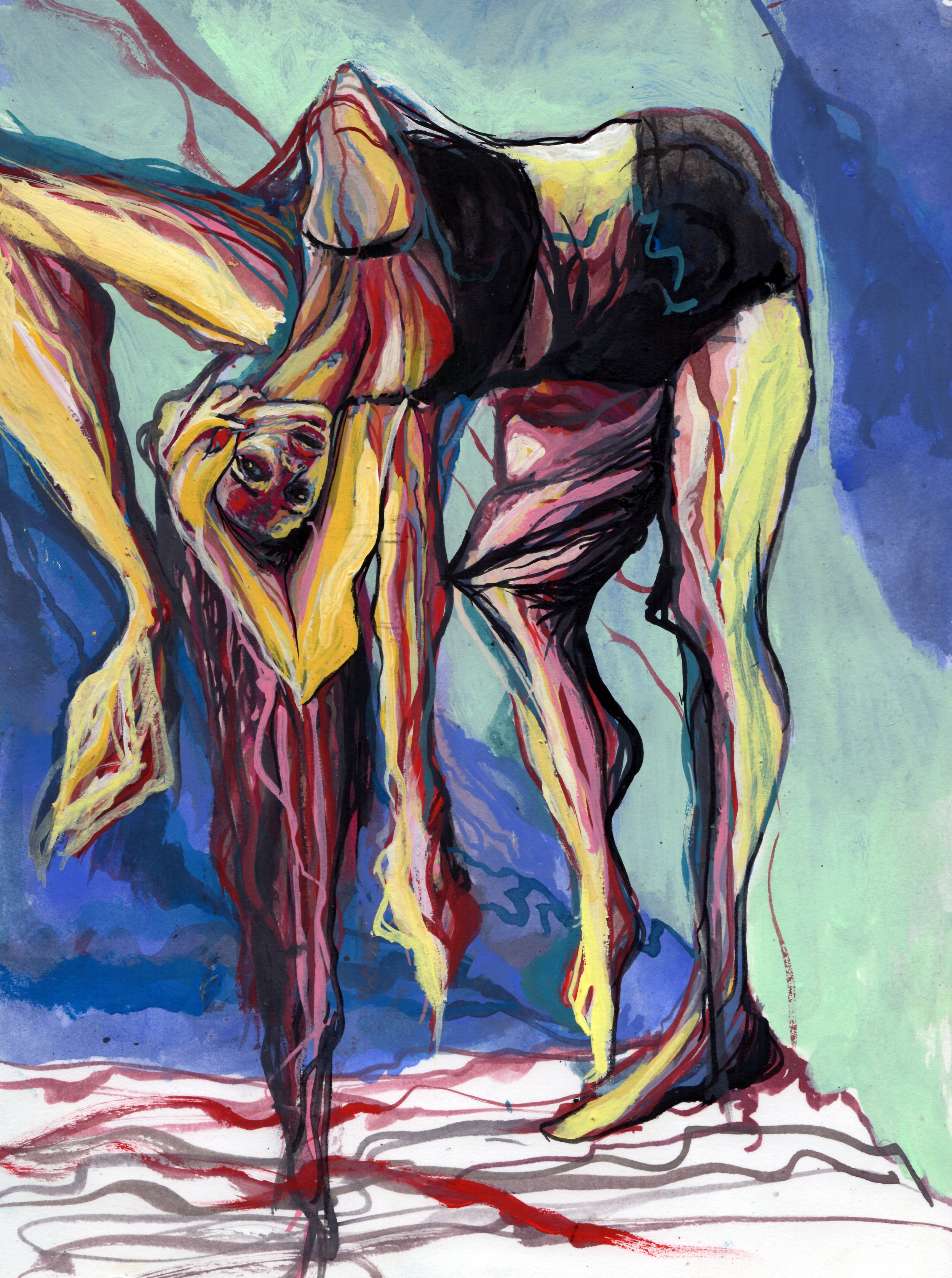  Perpendicular Dance (Caroline). 2022. Gouache and watercolor on paper. 