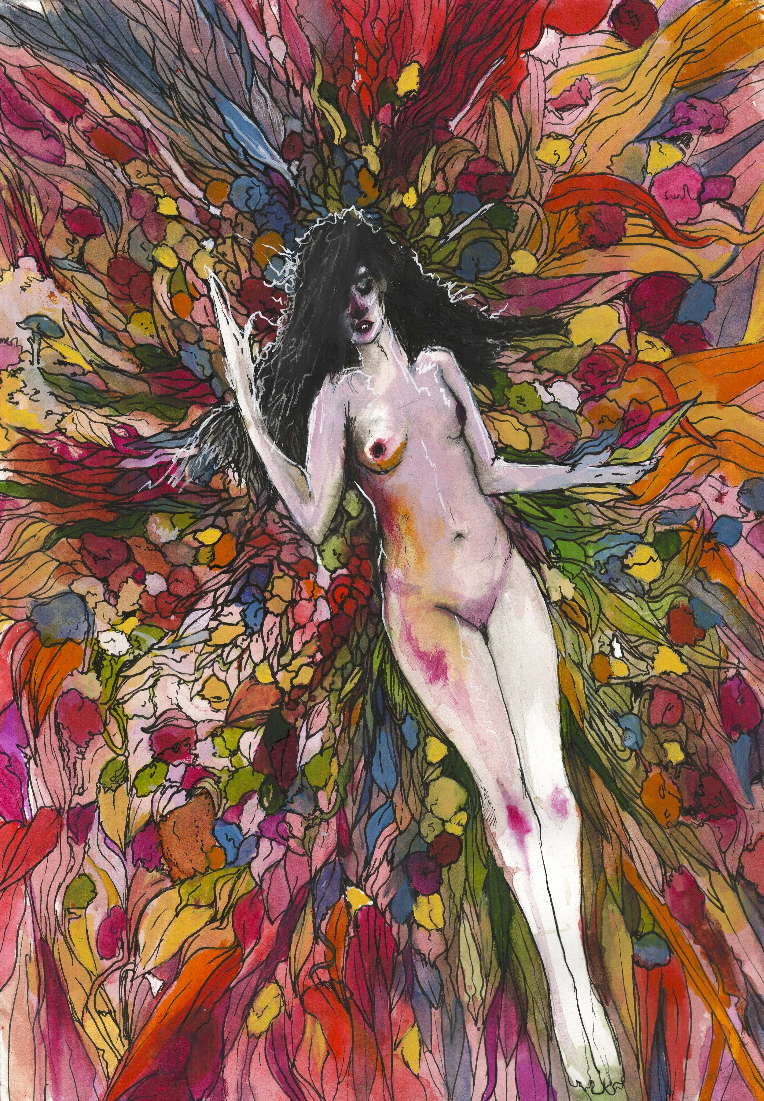   The Eternal.  2025. Watercolor and ink on paper 