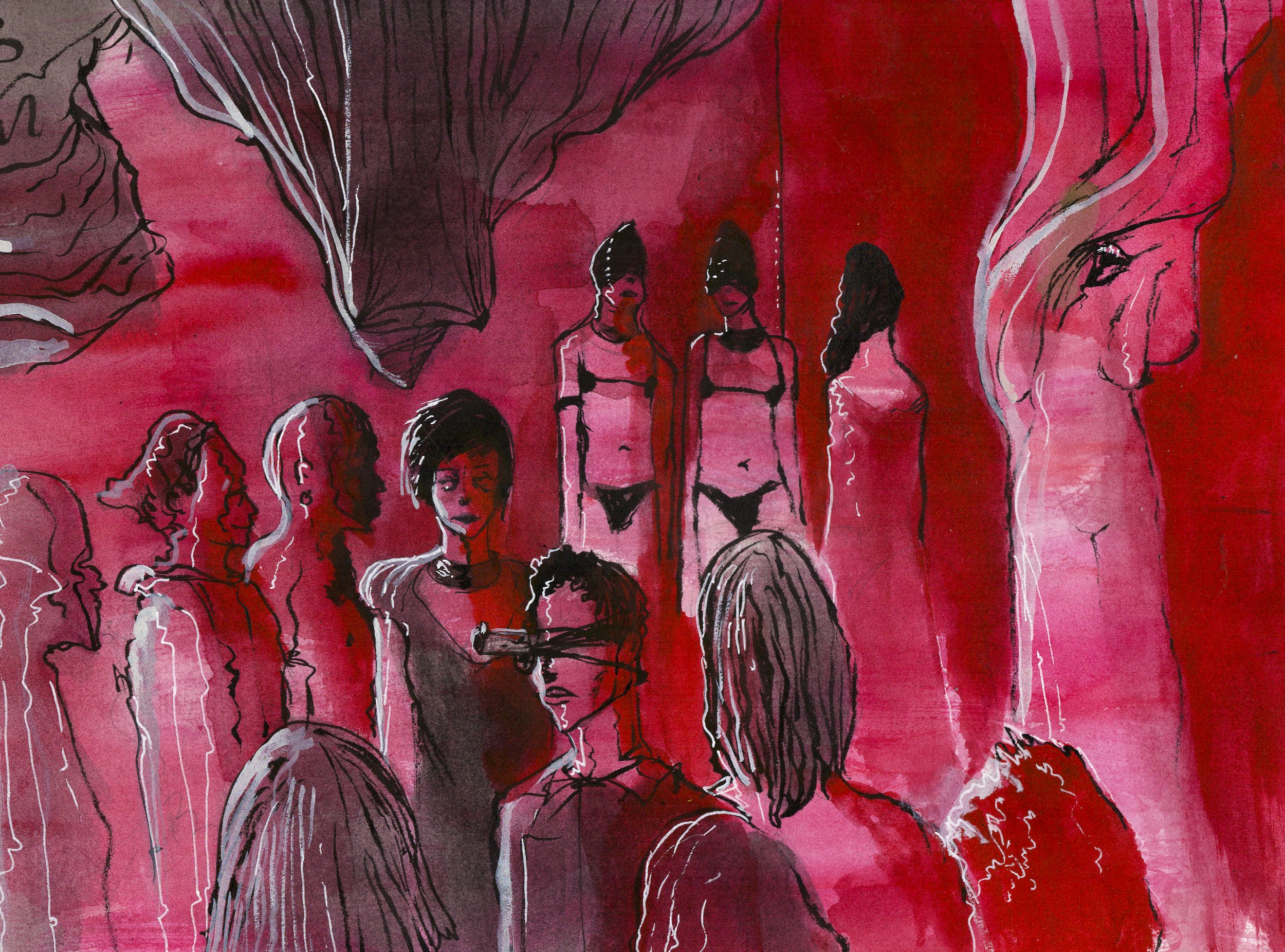   It's Maddening, Always Touching Something.  2026. Watercolor and ink on paper. 