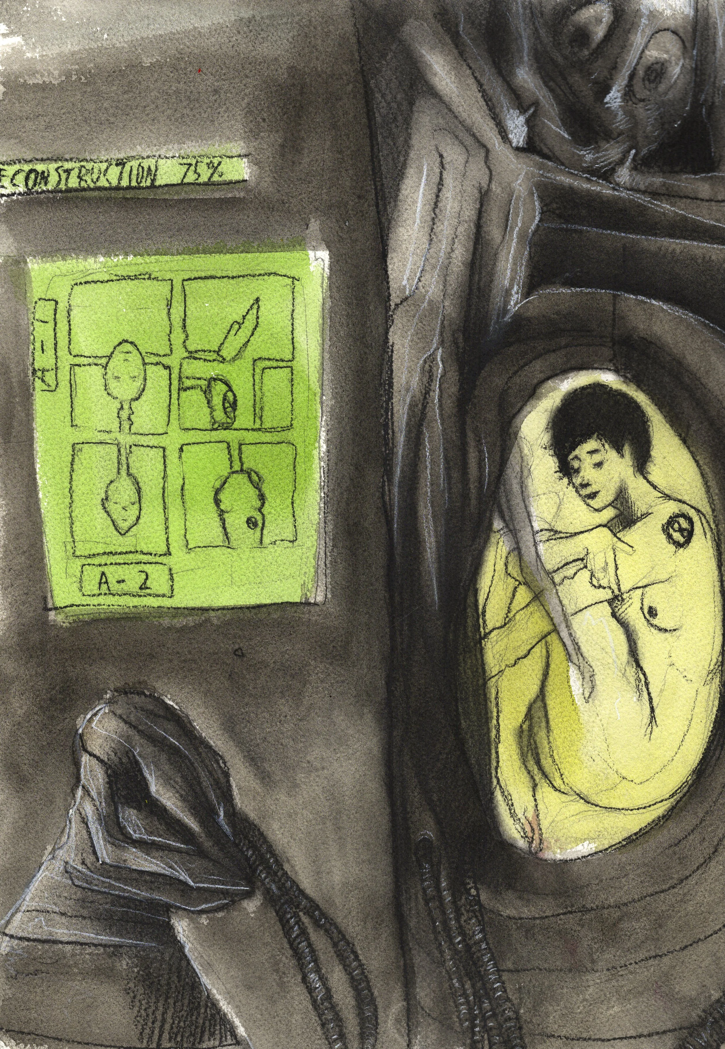   Get Born Again.  2026. Watercolor and charcoal on paper. 