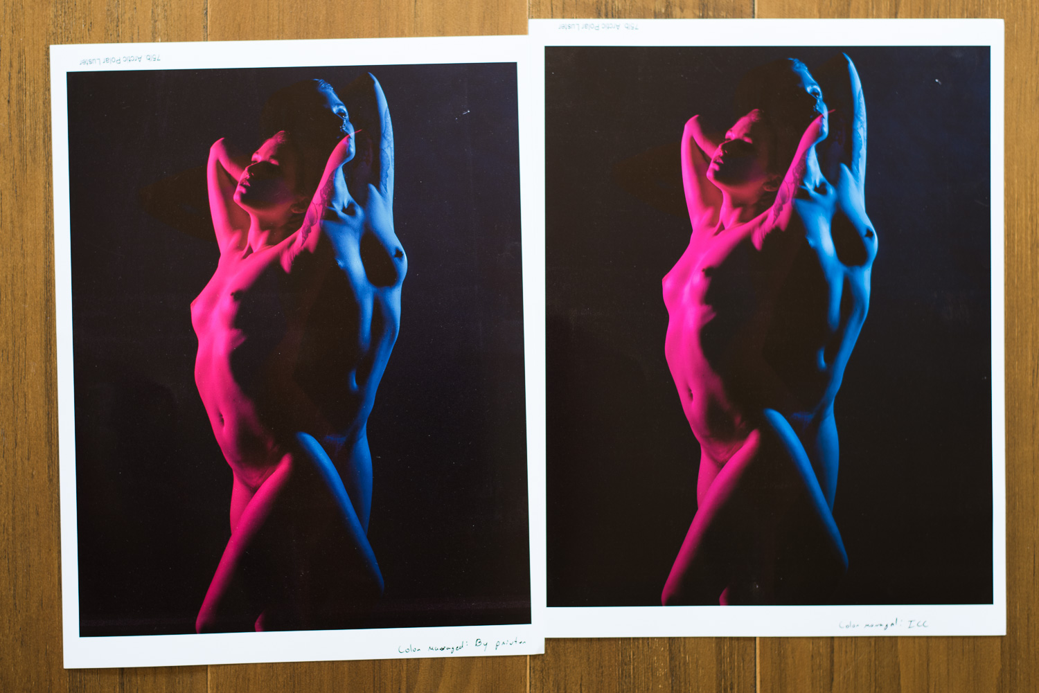 75lb Arctic Polar Luster (double printed to test color profiles)