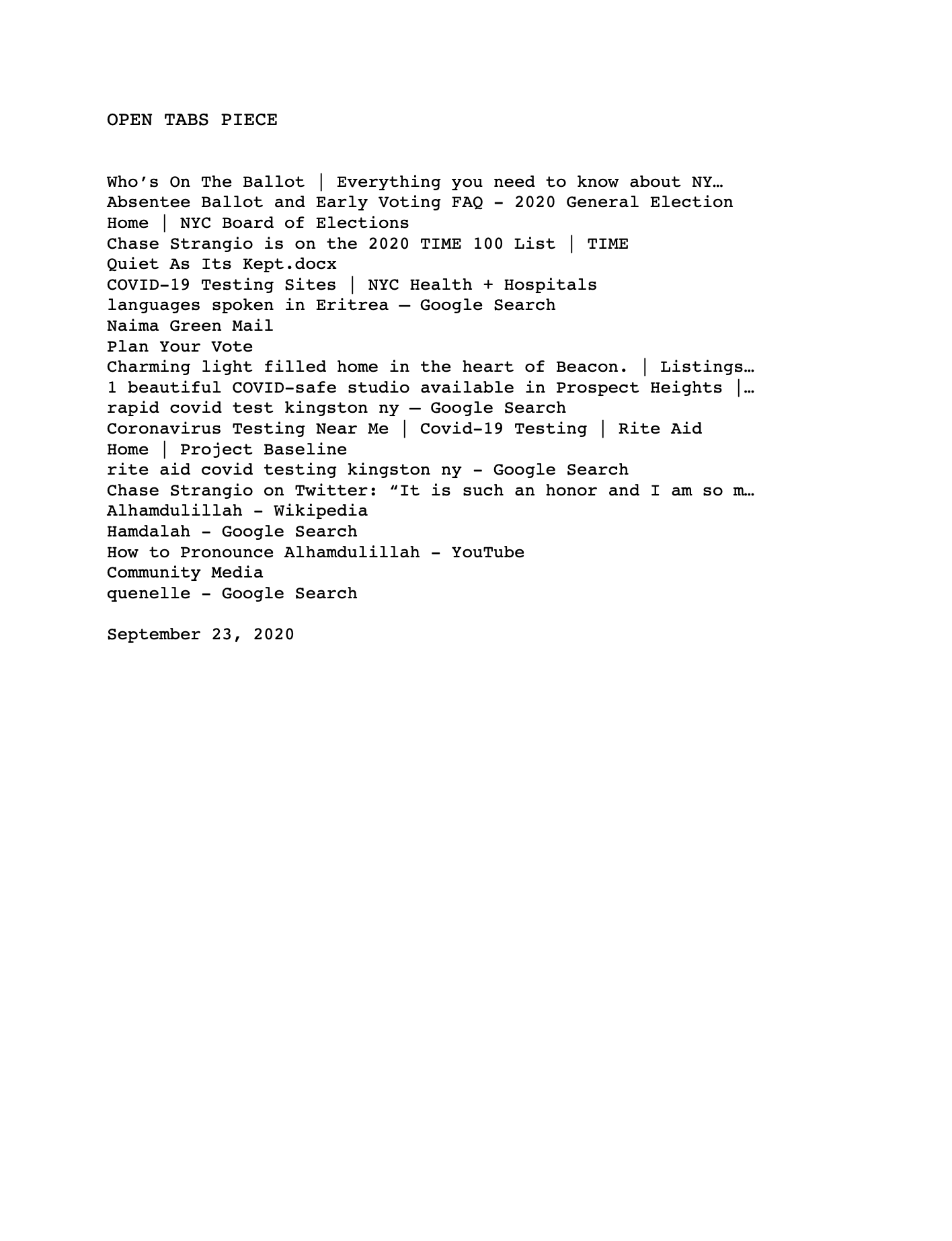 Open Tabs Piece (9.23.20)