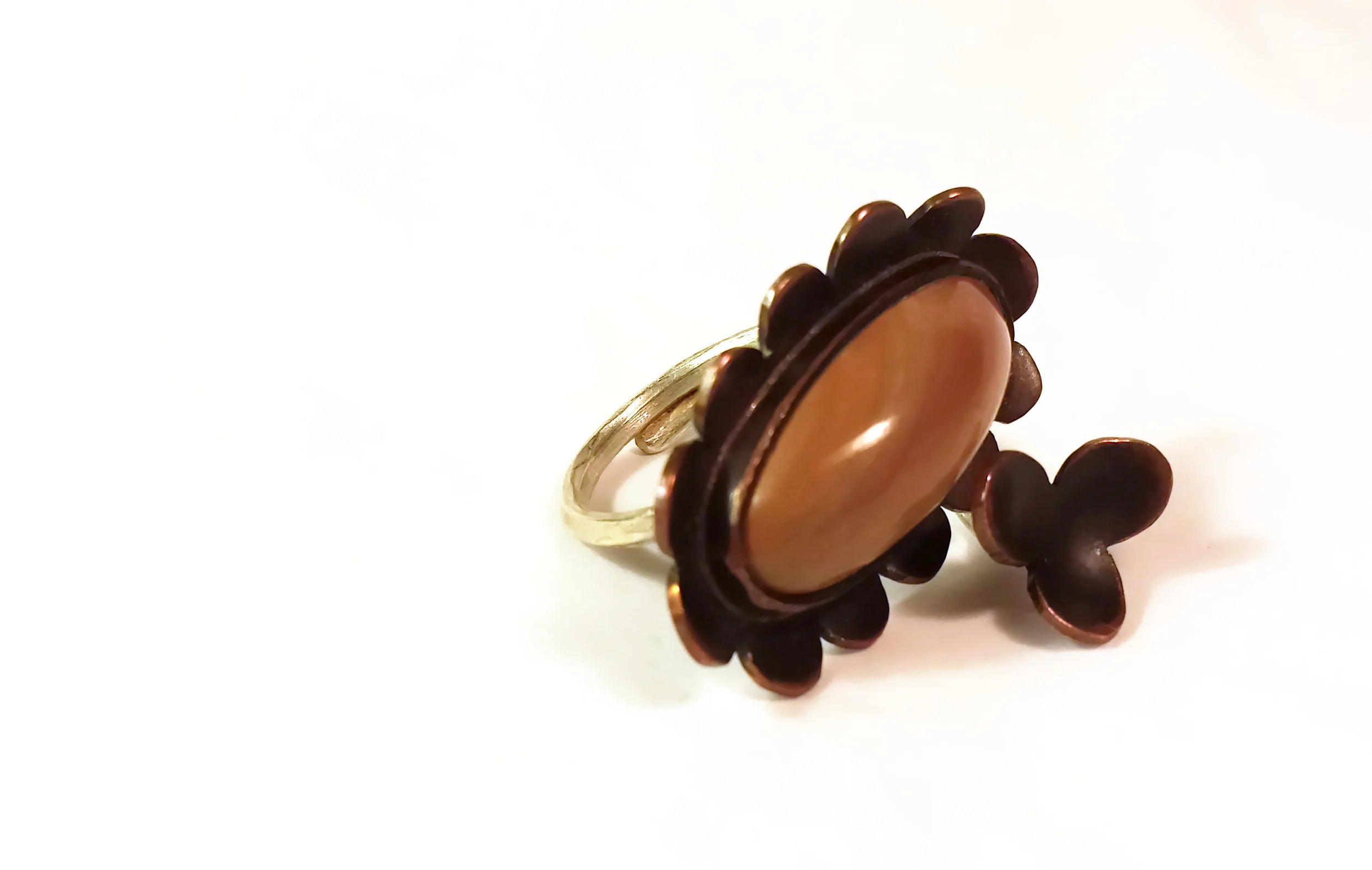 Ring. Sterling, copper, brown jasper. Fabricated. 2012 