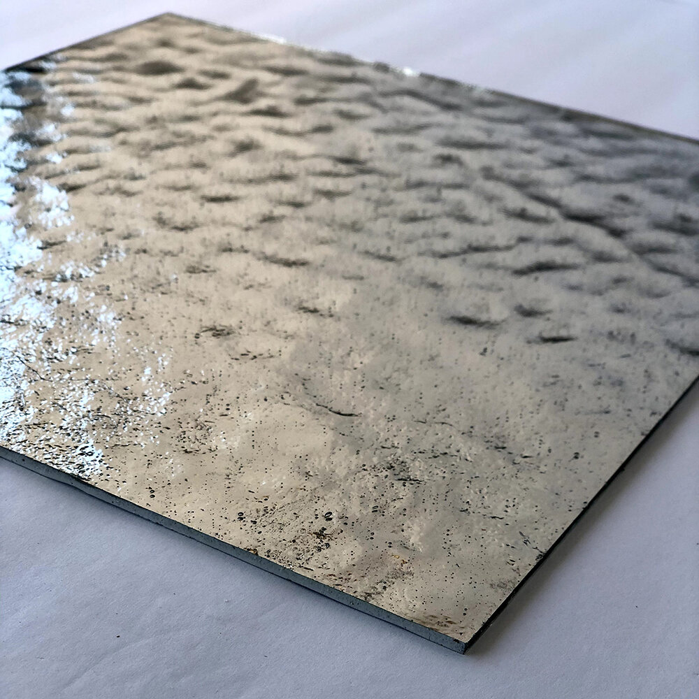 Textured Metallic Mirror Tile in Color Argento