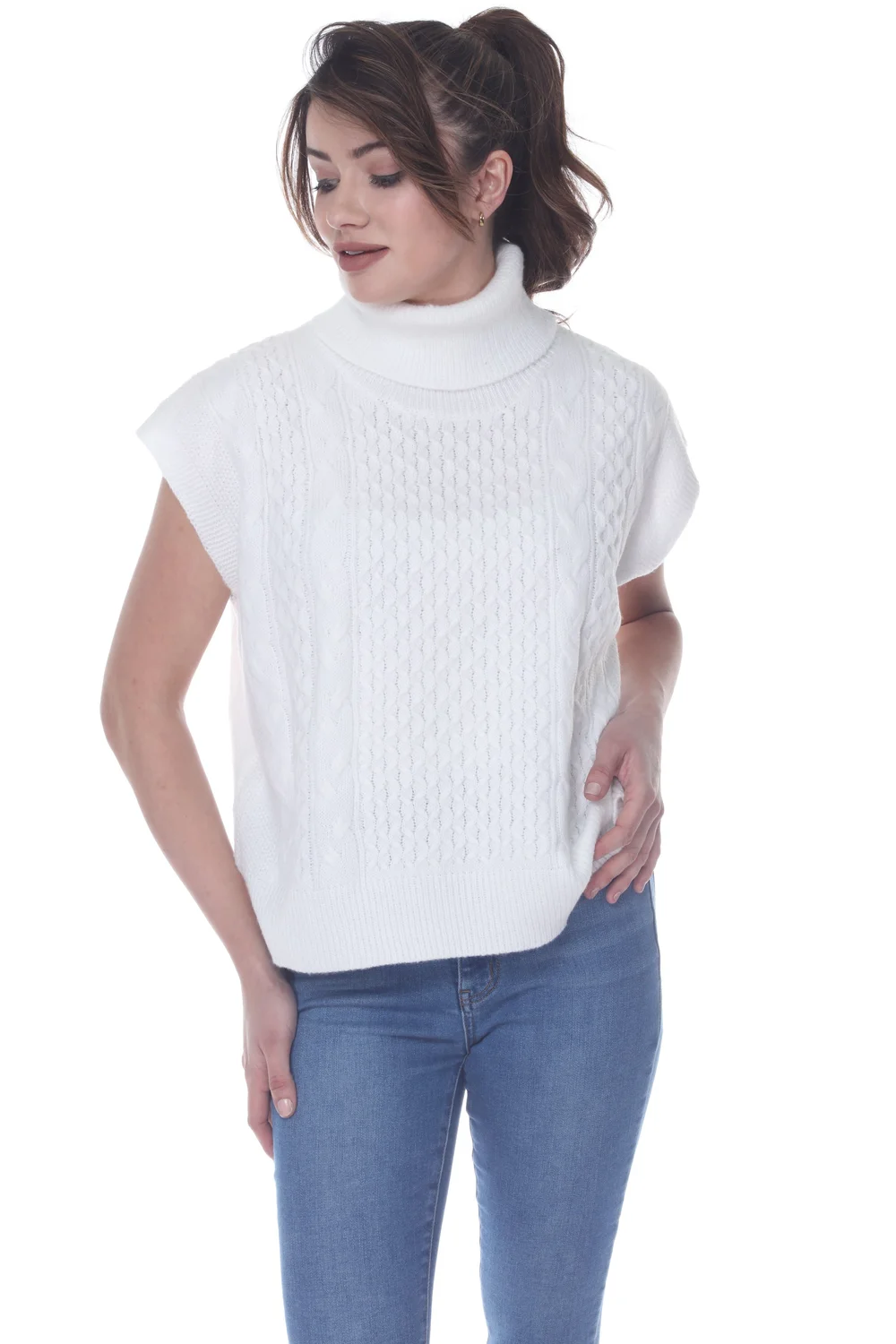 Rain and Rose Women's Contemporary Fashion - Turtle Cable Knit Vest — Rain  + Rose On Trend Novelty Sweaters and Tops