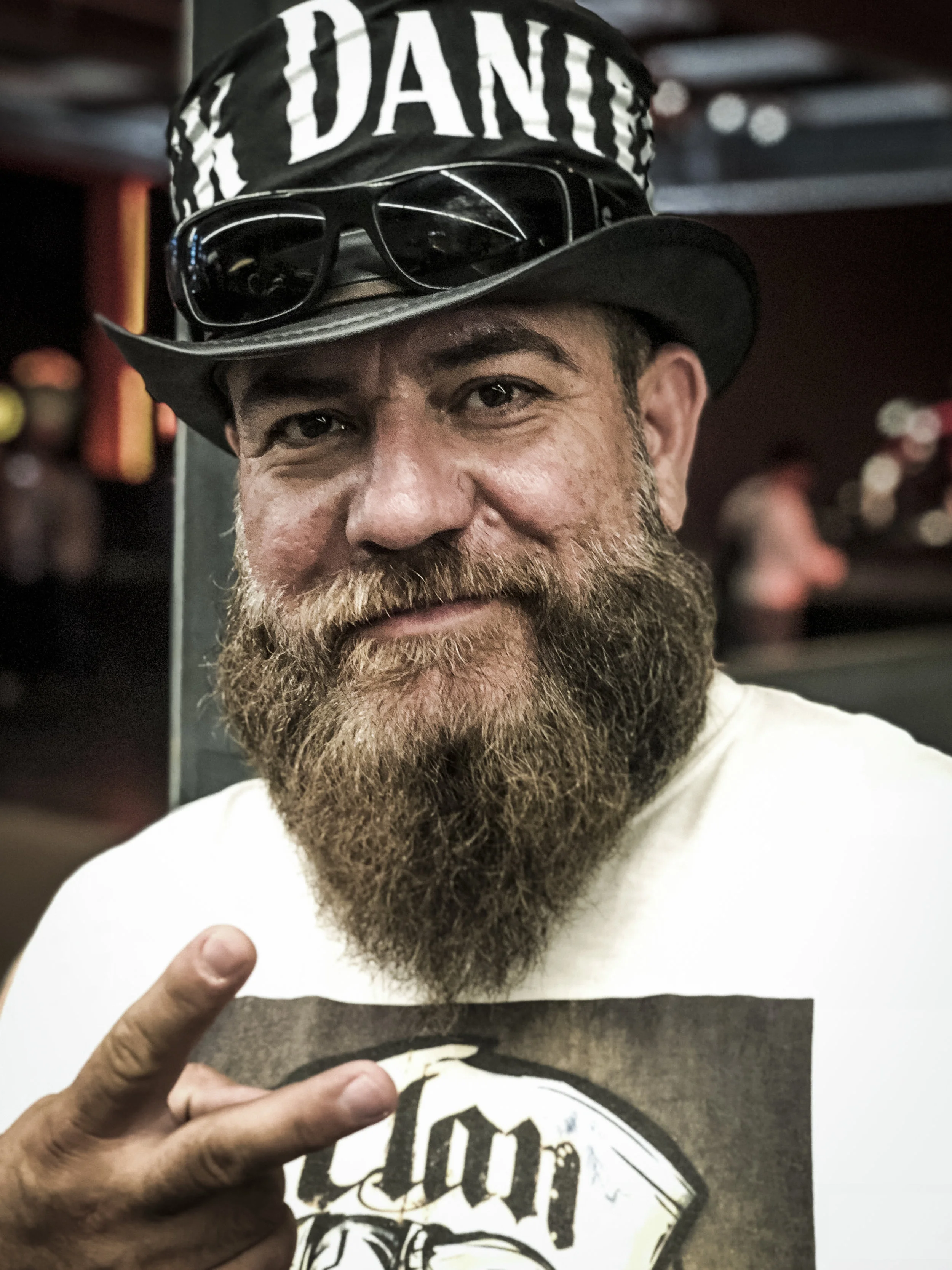 Andres: He rode in from Mexico for the event, he has 2 bikes UltraGlide and a Sportster 1200.