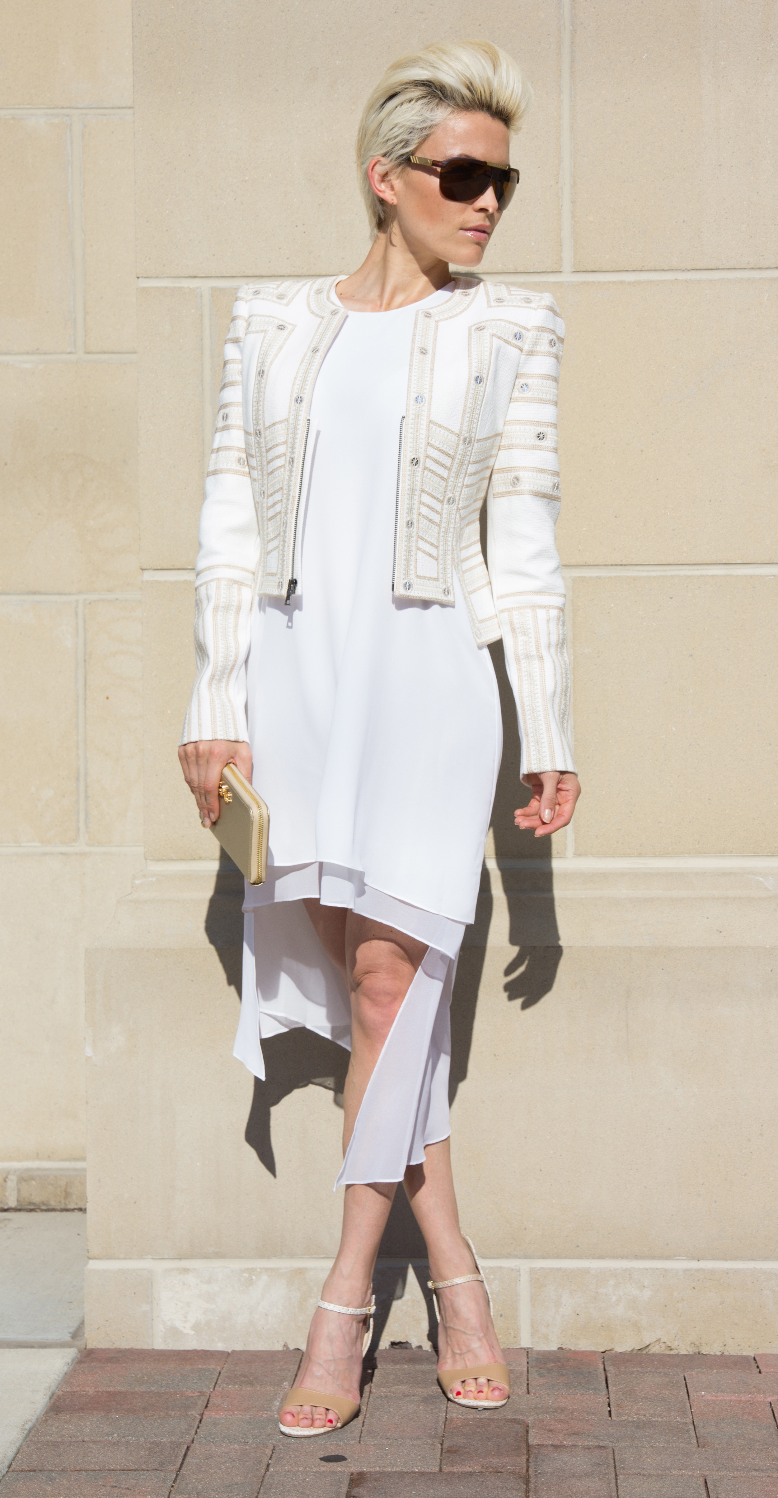 Image by Bello' Romance Photography Jacket and dress from BCBG Maxazaria / Sunglasses from Gatorz / Wallet from C Wonder Store / shoes from Mix No 6 