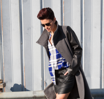 Images by Bello Romance Photography and Avorio Photo Jacket by Tess Giberson and Shirt by Joie both from Saks / Skirt from BCBG / Clutch and Rings from C Wonder / Boots by Vince Camuto 