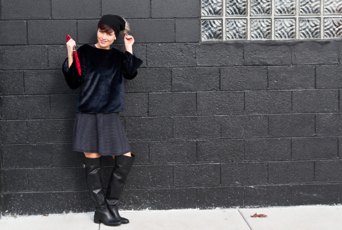 Images by Avorio Photography and Bello' Romance Photography Top, pouch and rings from C Wonder / Dress by Theory and Cashmere Hat by Portolano both from Saks / Boots from Zara 