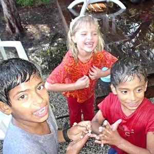 Wet kids having their best summer ever.