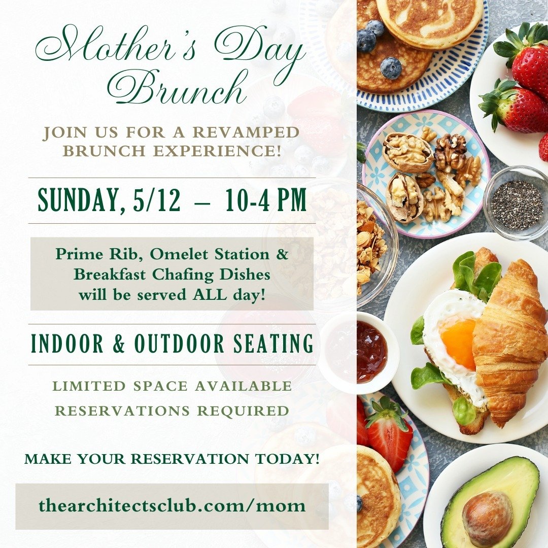 🌸 Treat Mom to a Special Mother's Day Brunch! 🌷 Join us on May 12th from 10 AM to 4 PM for a delightful celebration. #MothersDayBrunch #ReserveNow #ArchitectsGolfClub #MothersDayBrunchNJ

Reservations required, secure your spot on our website today