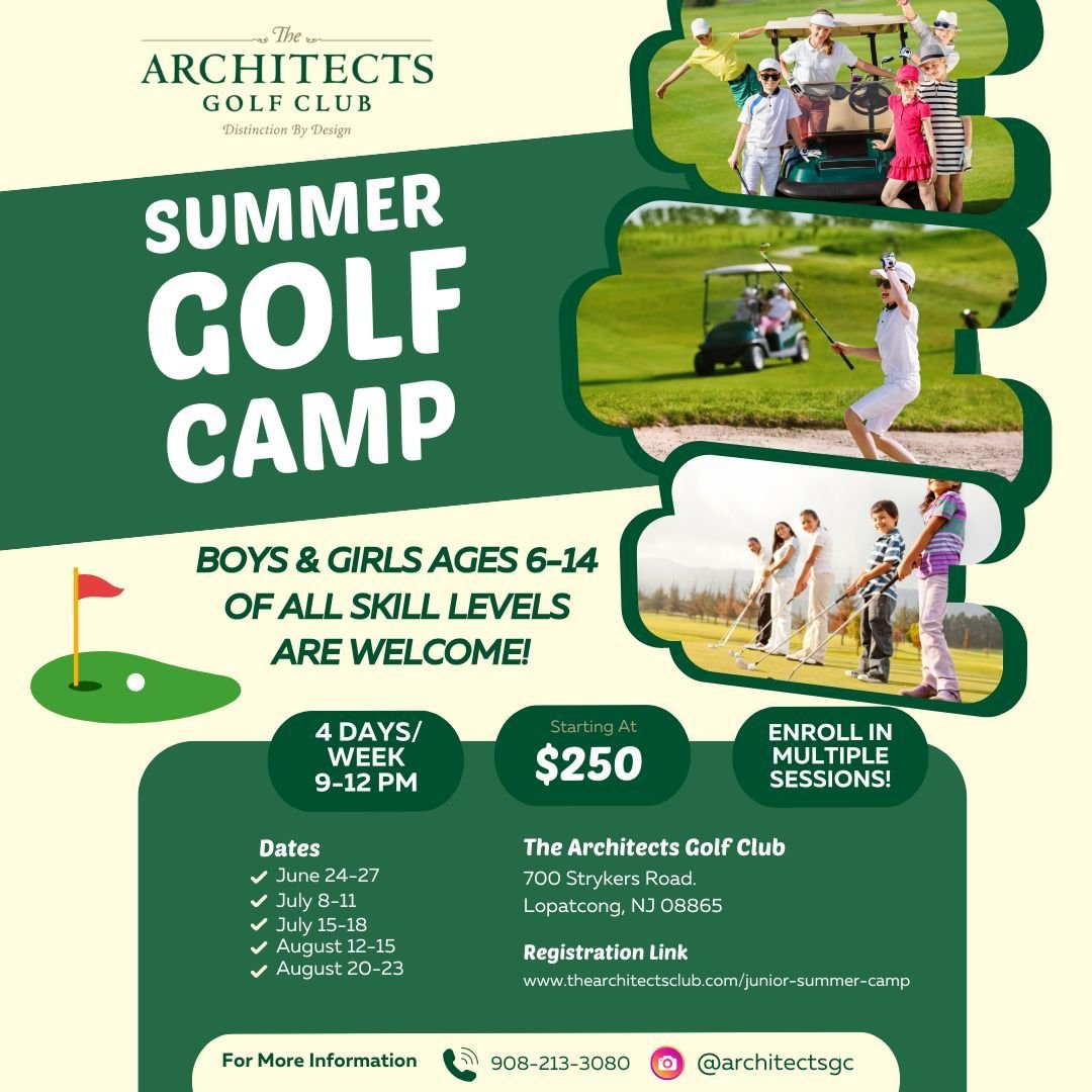 🏌️&zwj;♂️⛳ Calling all parents! 🏌️&zwj;♀️ Summer 2024 is just around the corner and we are thrilled to announce the return of our Junior Summer Golf Camp at The Architects Golf Club! Boys and girls ages 6-14 can join us for an unforgettable experie