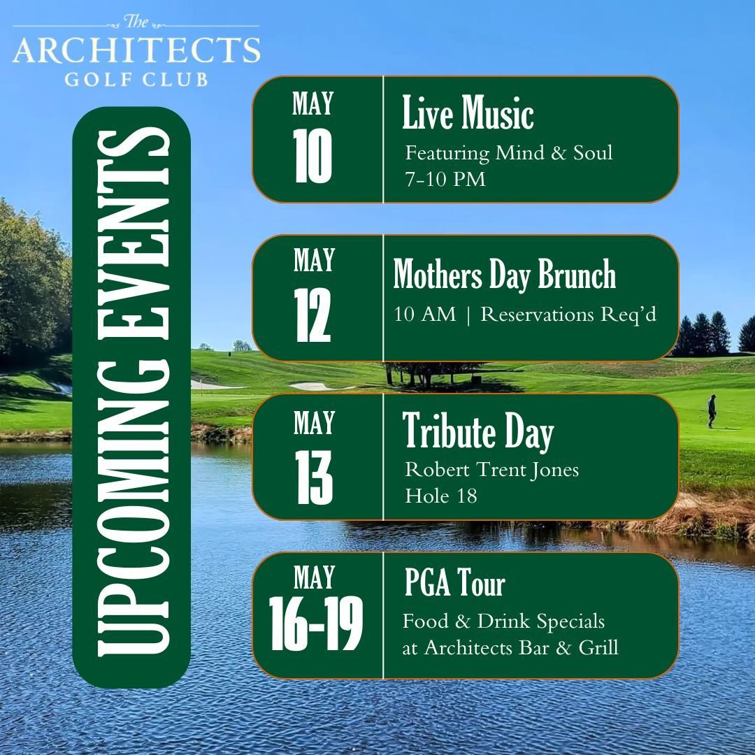 🏌️&zwj;♂️⛳ It's officially golf season, and we're teeing off with a month full of excitement at the club! Don't miss out on our upcoming events: Kick start your weekend with live music this Friday, May 10th, treat Mom to a memorable Mother's Day Bru