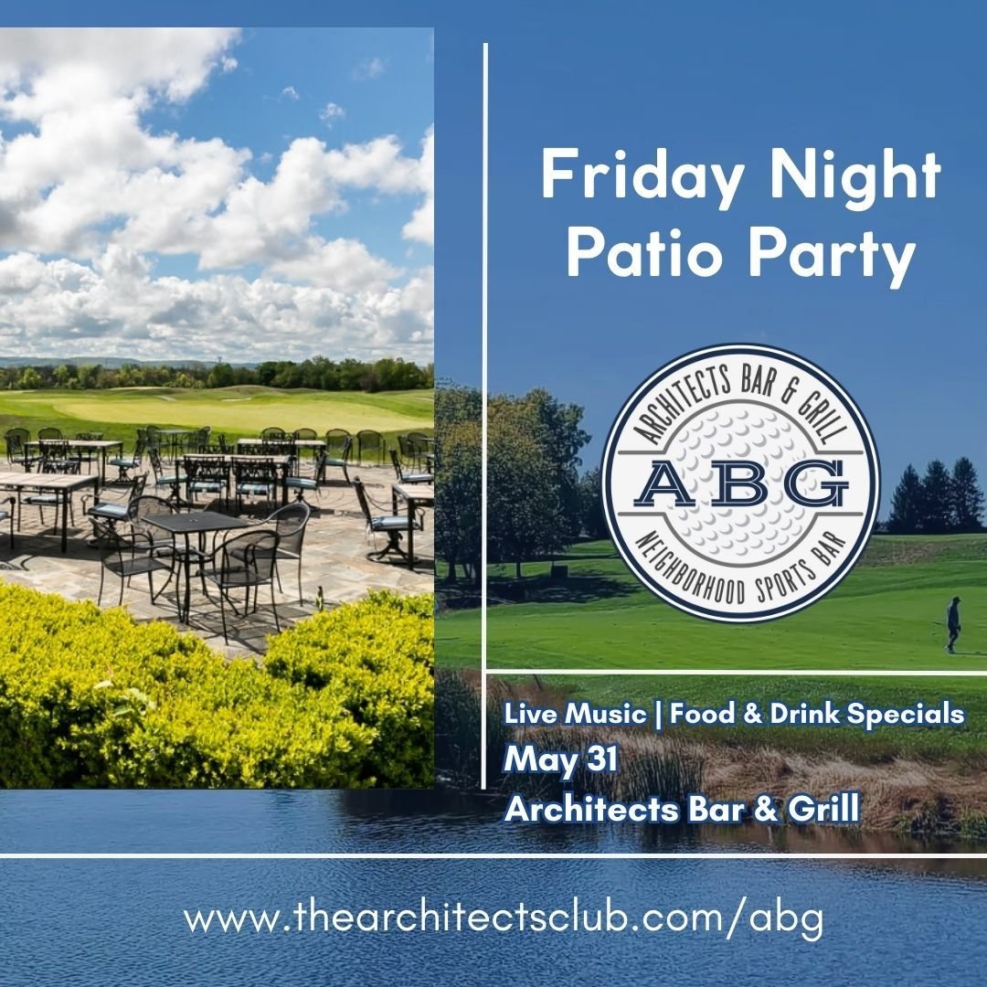 Swing into summer with us at our first patio party of the season at Architects Golf Club! Enjoy live music, delicious food &amp; drink specials, and stunning 360&deg; views of the course. ⛳🍹 Visit our website for more details. Don&rsquo;t miss out! 