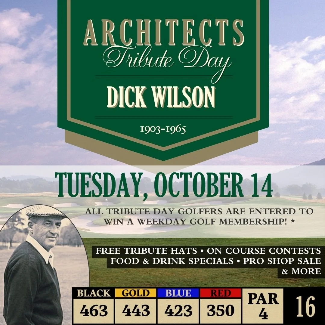 ⛳️ Last chance to join us for Architects Tribute Day on Tuesday, October 14th, and honor Dick Wilson, the genius behind Hole #16! Experience the design brilliance that shaped some of the most iconic courses in the game.

⏳ Don't miss out on your oppo