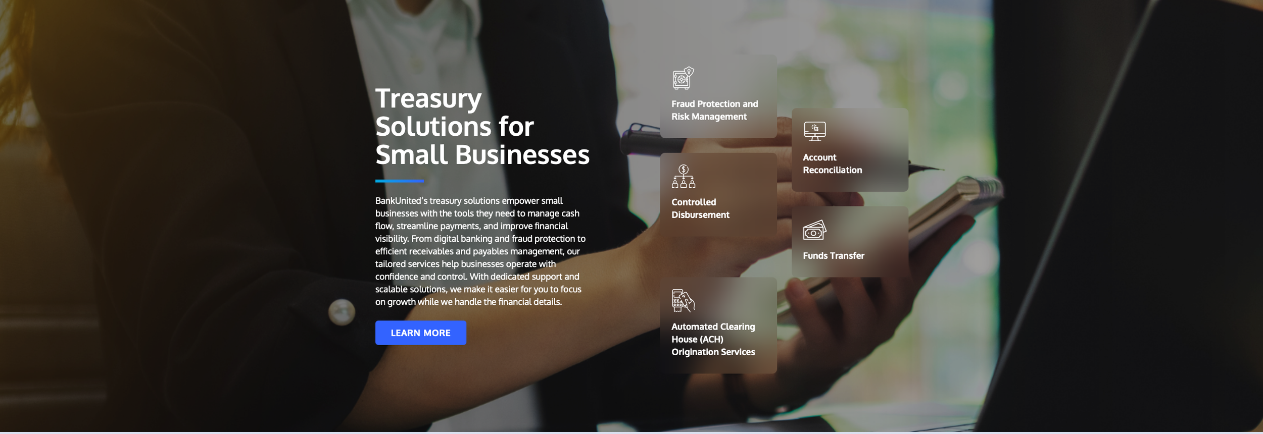 Turning technical treasury services into a practical story for small-business owners: greater control over cash flow, simpler day-to-day banking and more time to focus on growth. 