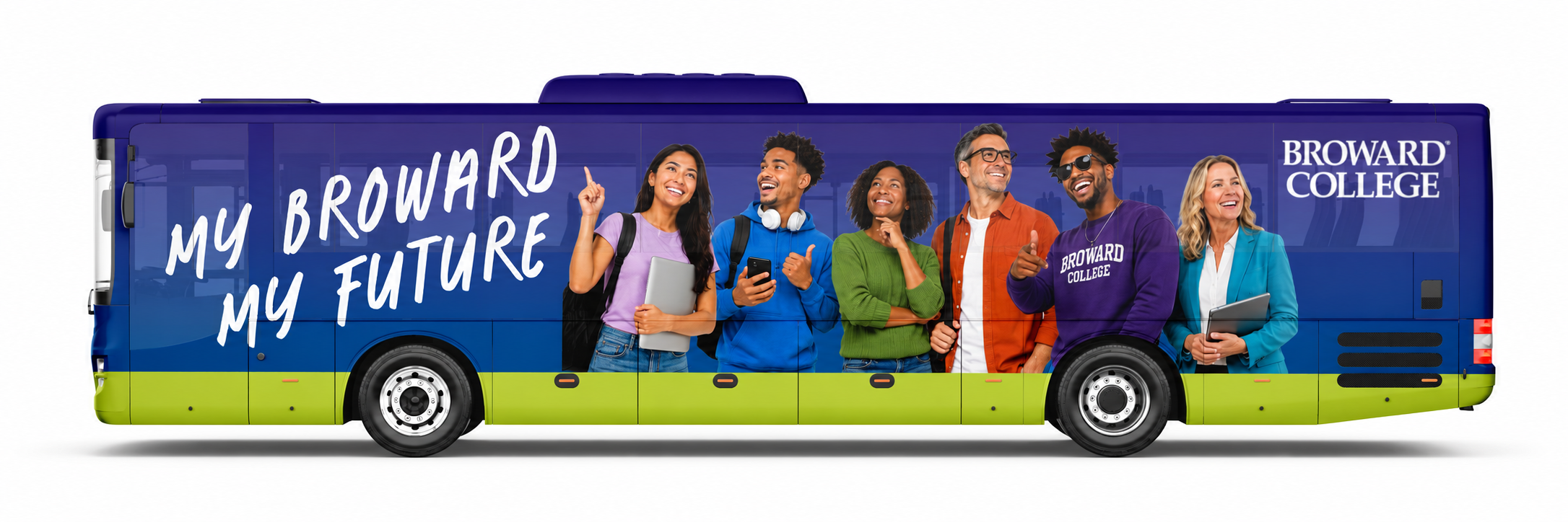  A full bus-wrap concept brings “My Broward. My Future” into the community with a bold, shared sense of possibility. 
