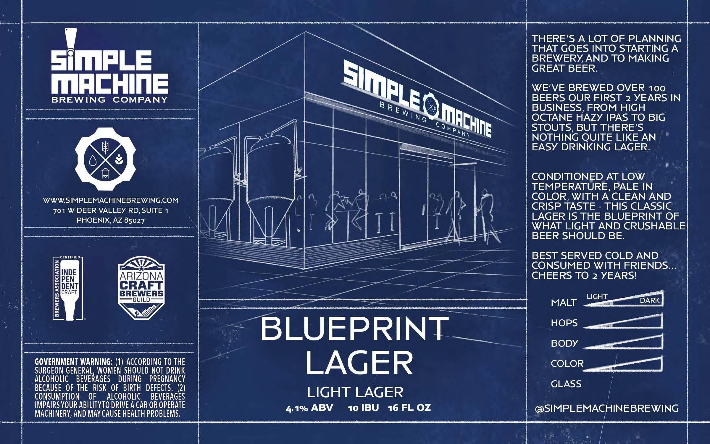 BLUEPRINT LAGER, SIMPLE MACHINE BREWING, BEER LABEL DESIGN