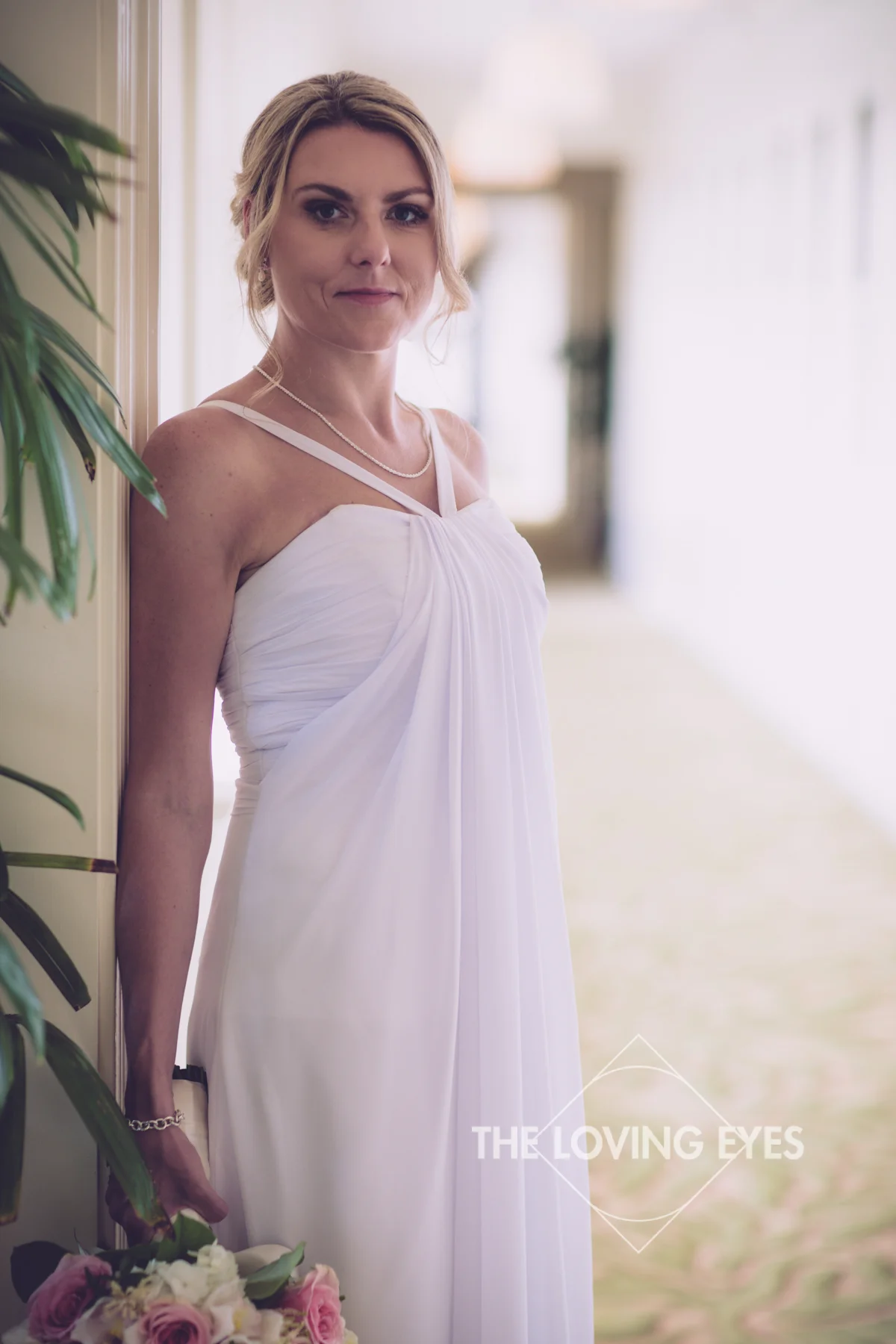 Bridal portrait on her wedding day at the Moana Surfrider in Waikiki