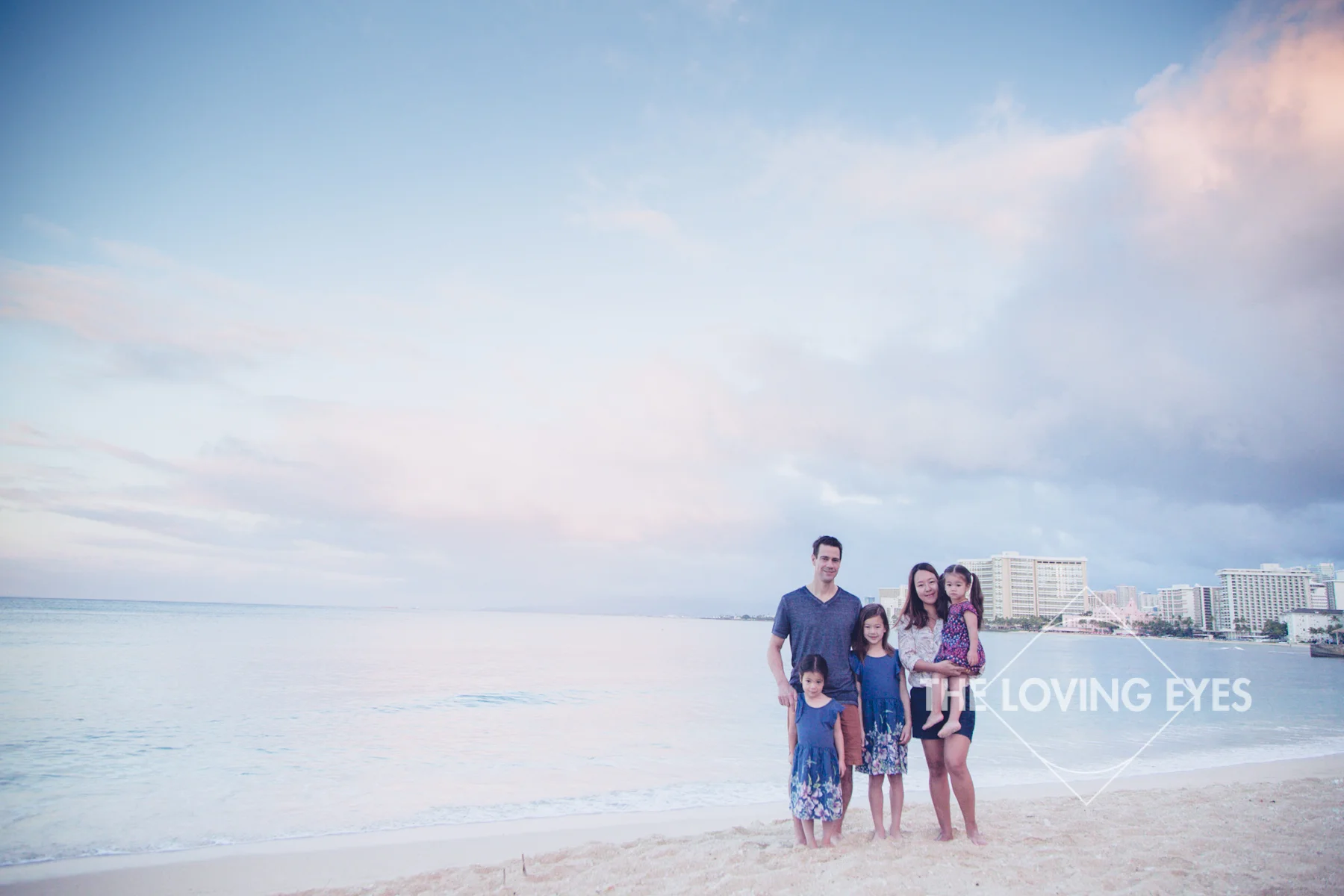 Family vacation photo on Waikiki Beach