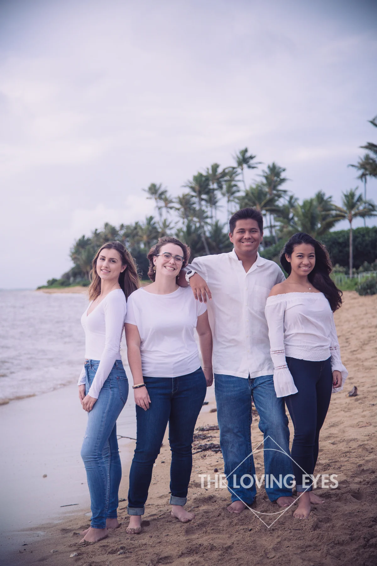 Family portrait on the beach in Hawaii